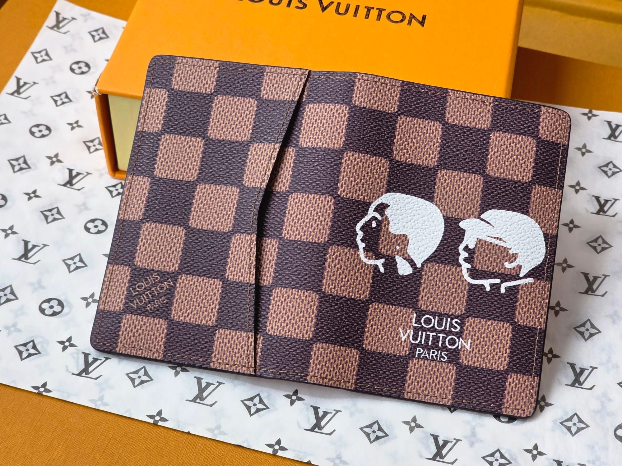 LV Collaboration Pocket Wallet Card Holder Brown PVC Fabric with Leather 274754