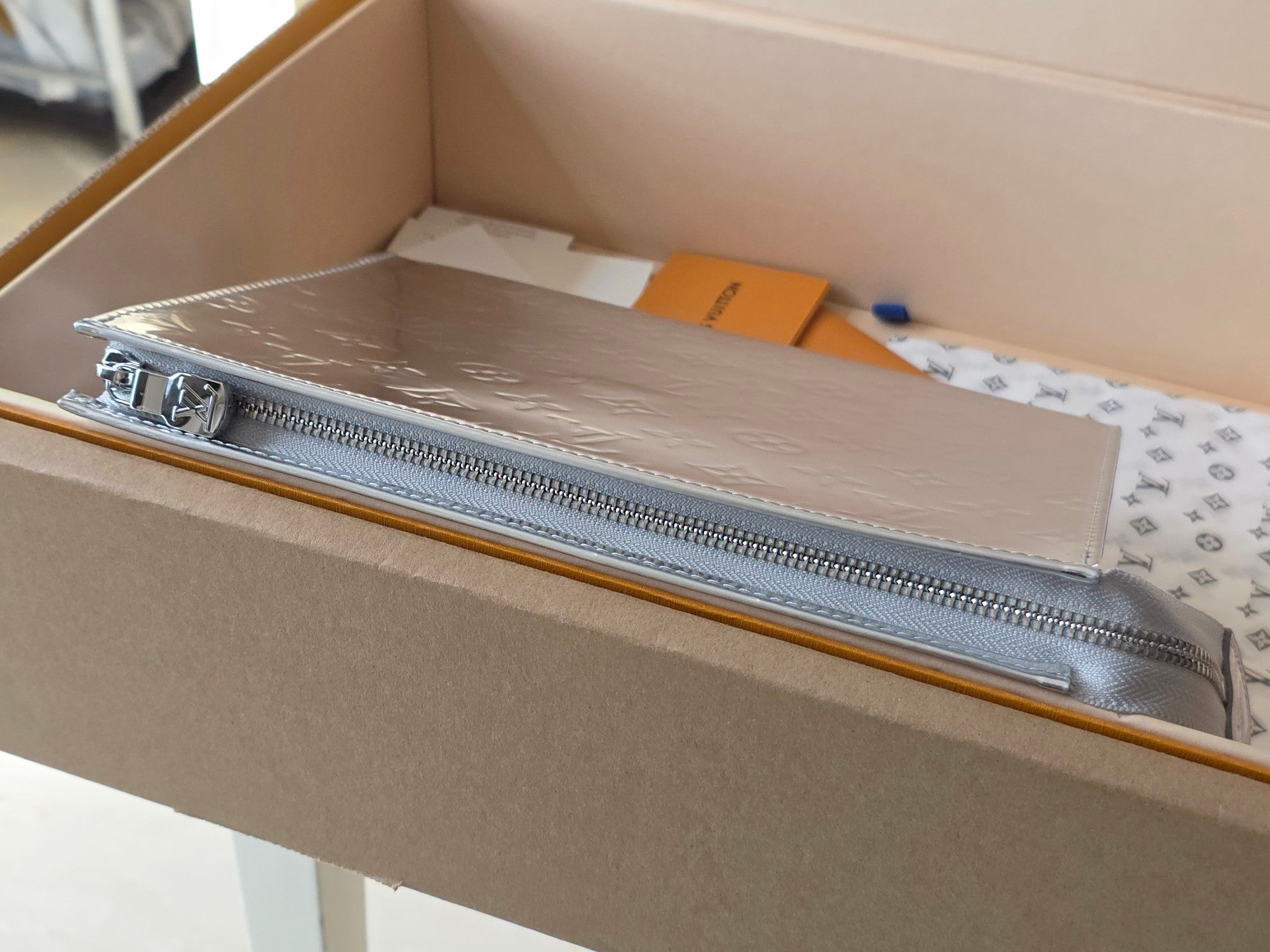 LV Mirrored Clutch Silver Monogram Canvas 274812