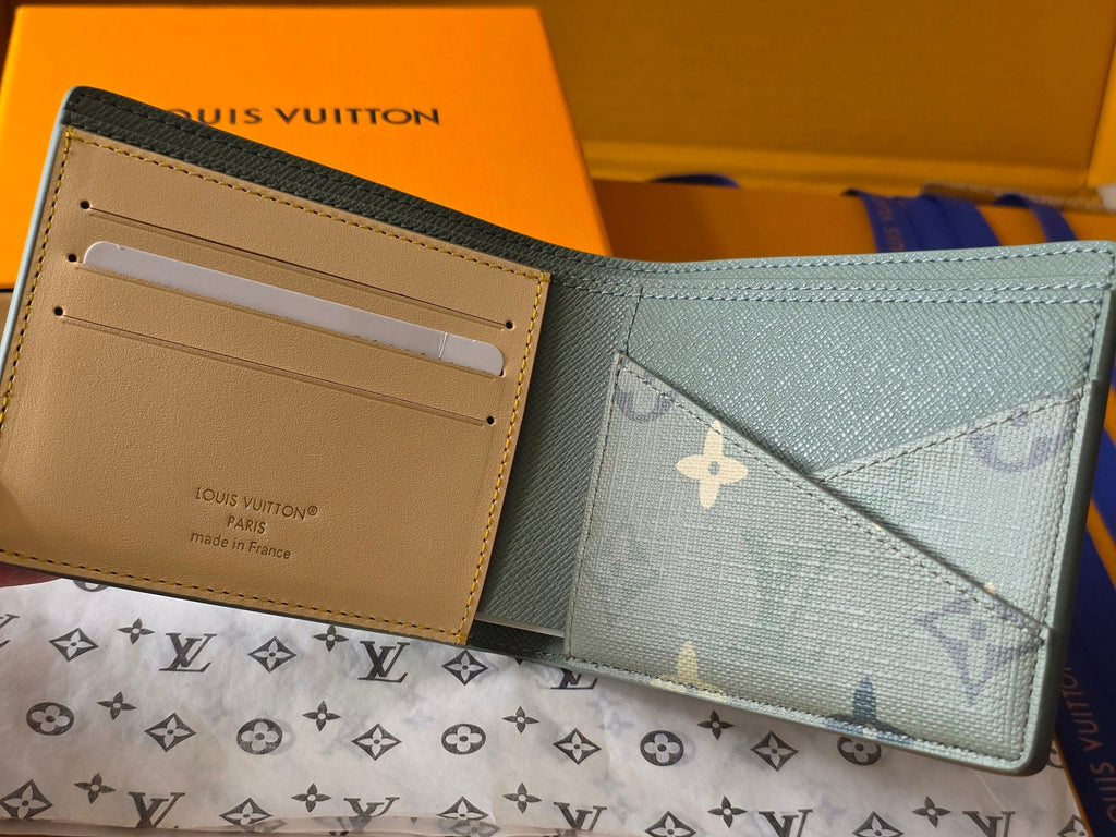 Lv Card Holder 11.5 Camouflage Green PVC Fabric with Leather 274820