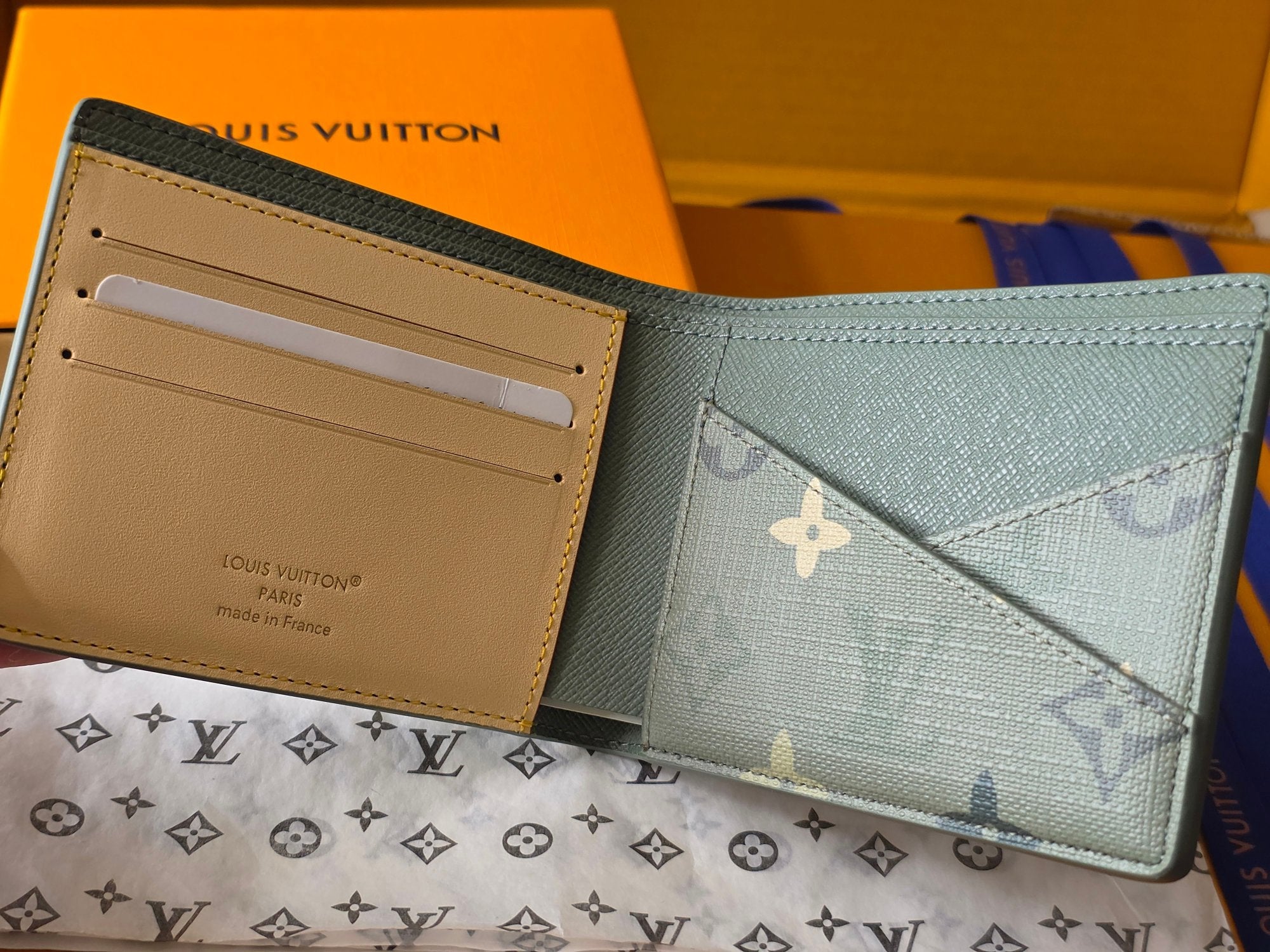 Lv Card Holder 11.5 Camouflage Green PVC Fabric with Leather 274820