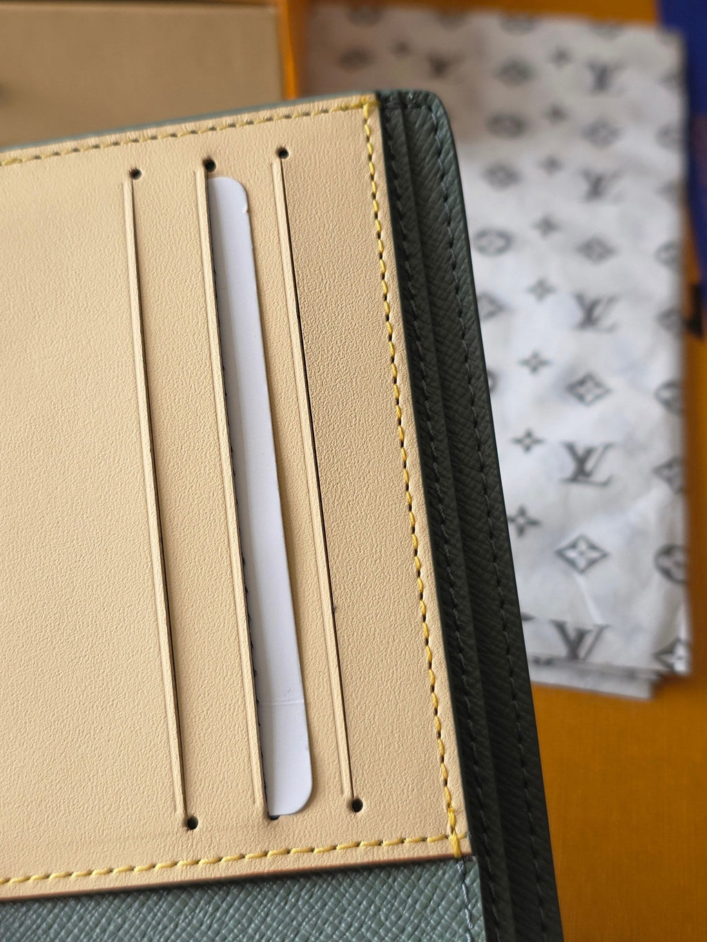 Lv Card Holder 11.5 Camouflage Green PVC Fabric with Leather 274820