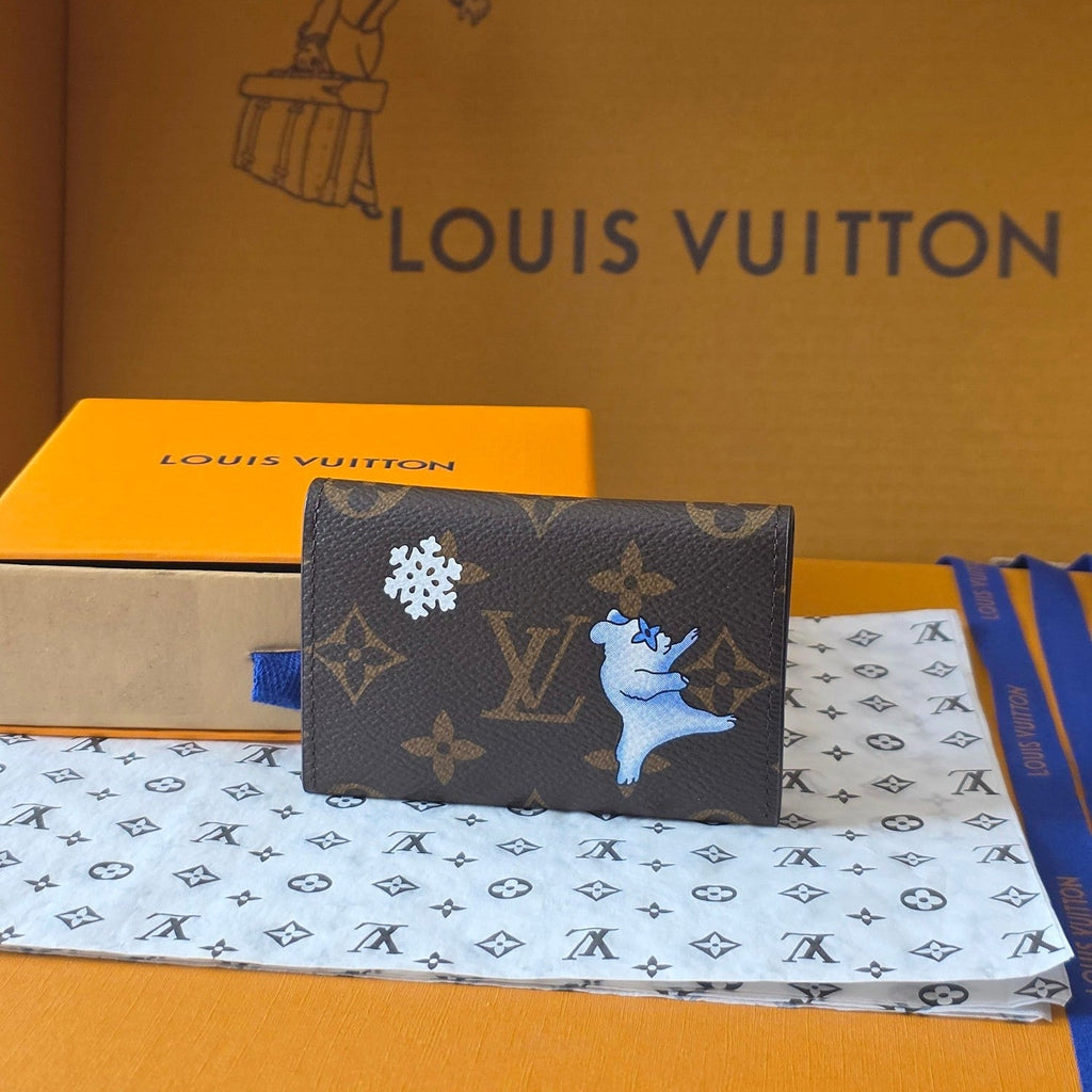 LV Christmas Edition Card Holder Brown Monogram Canvas 274903