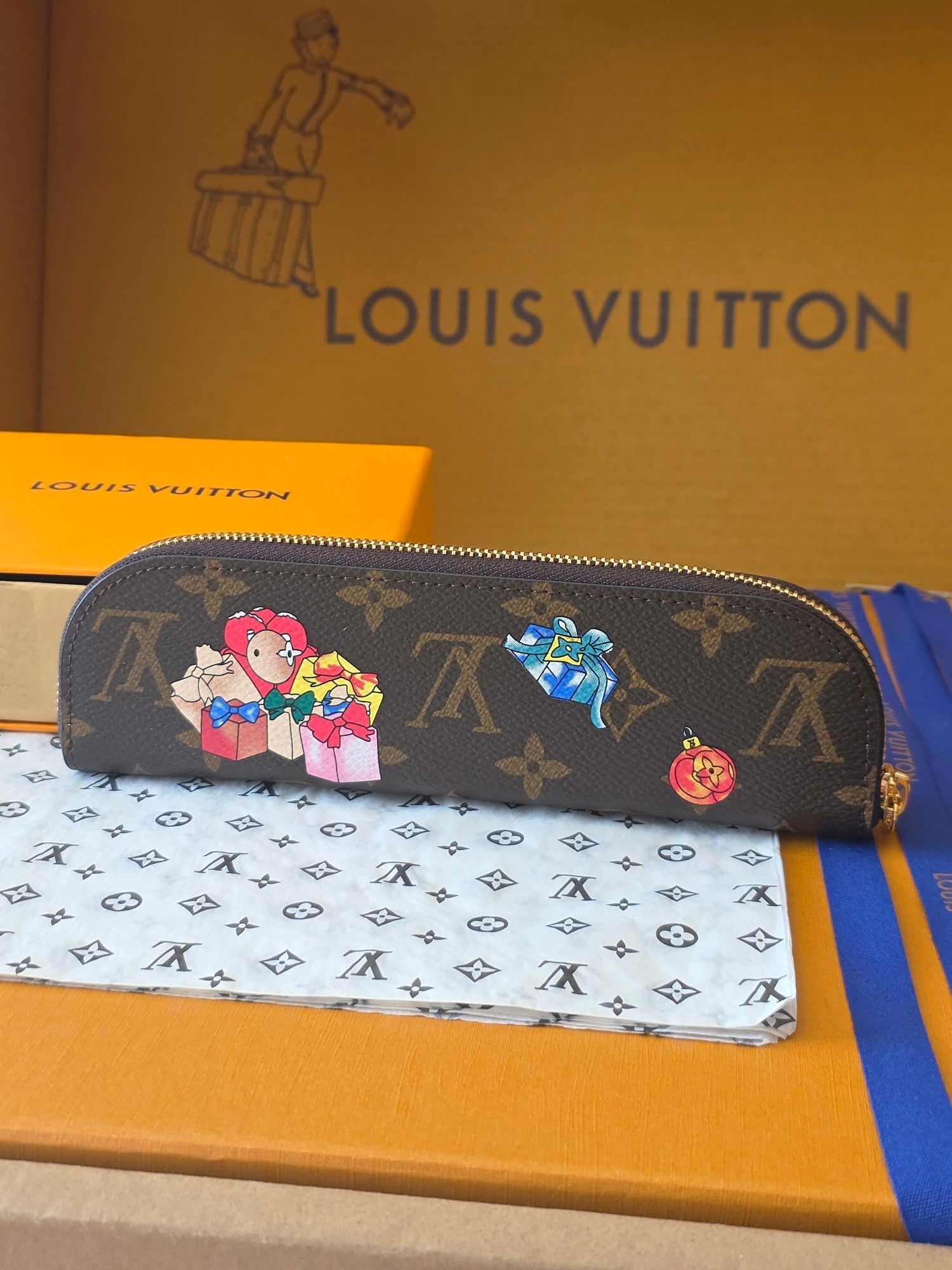 Lv Christmas Series Pencil Case Brown Colorfull Monogram Canvas 274924