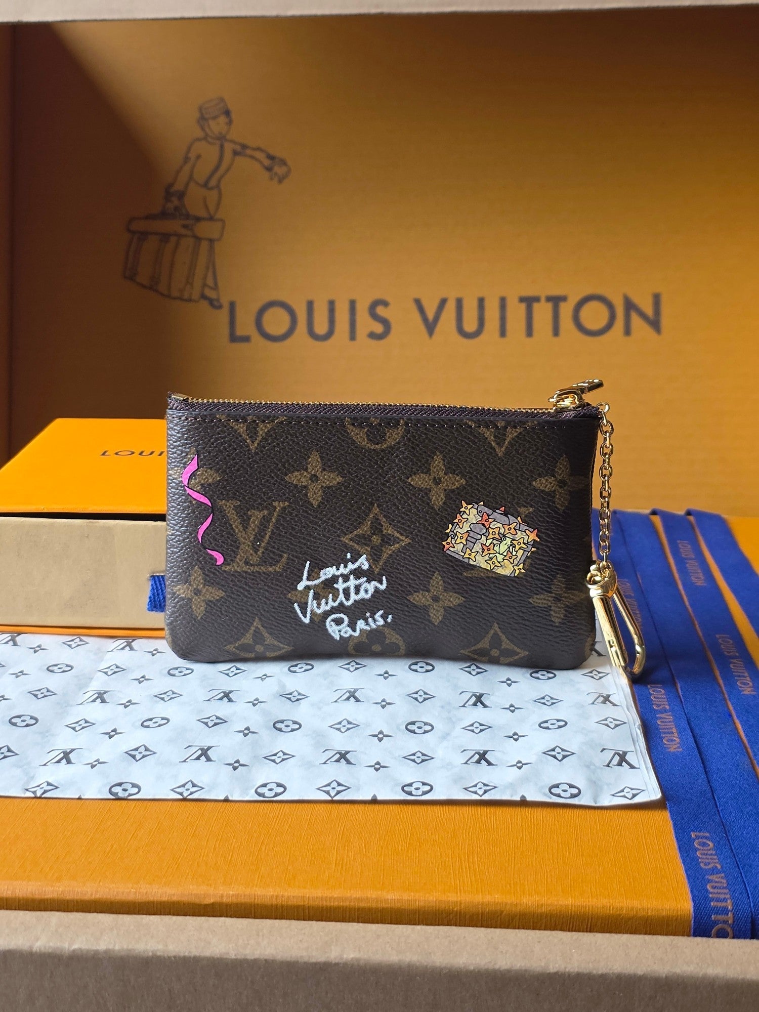 LV Vivienne Winter Holiday small card/key holder Brown Canvas 274927