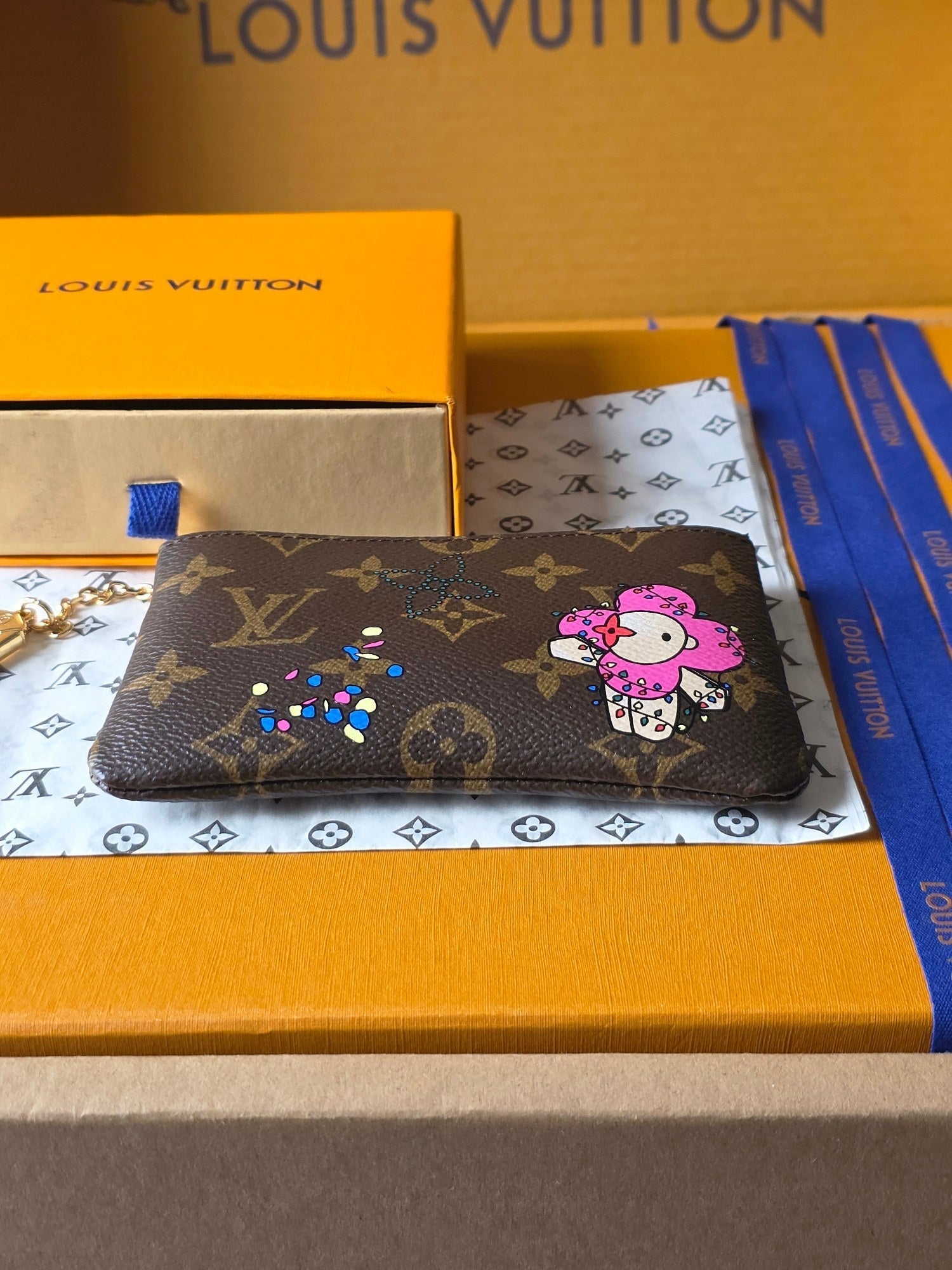 LV Vivienne Winter Holiday small card/key holder Brown Canvas 274927