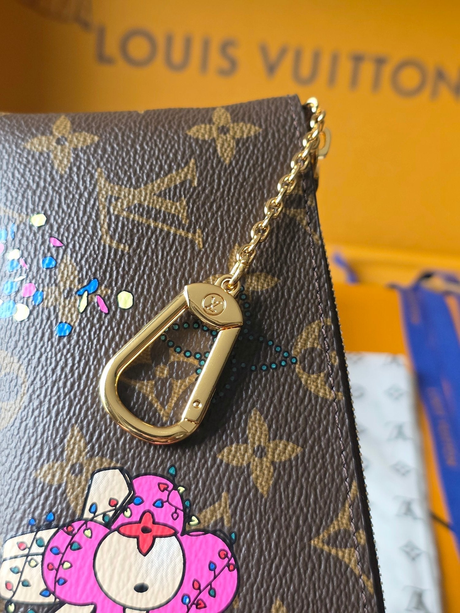 LV Vivienne Winter Holiday small card/key holder Brown Canvas 274927