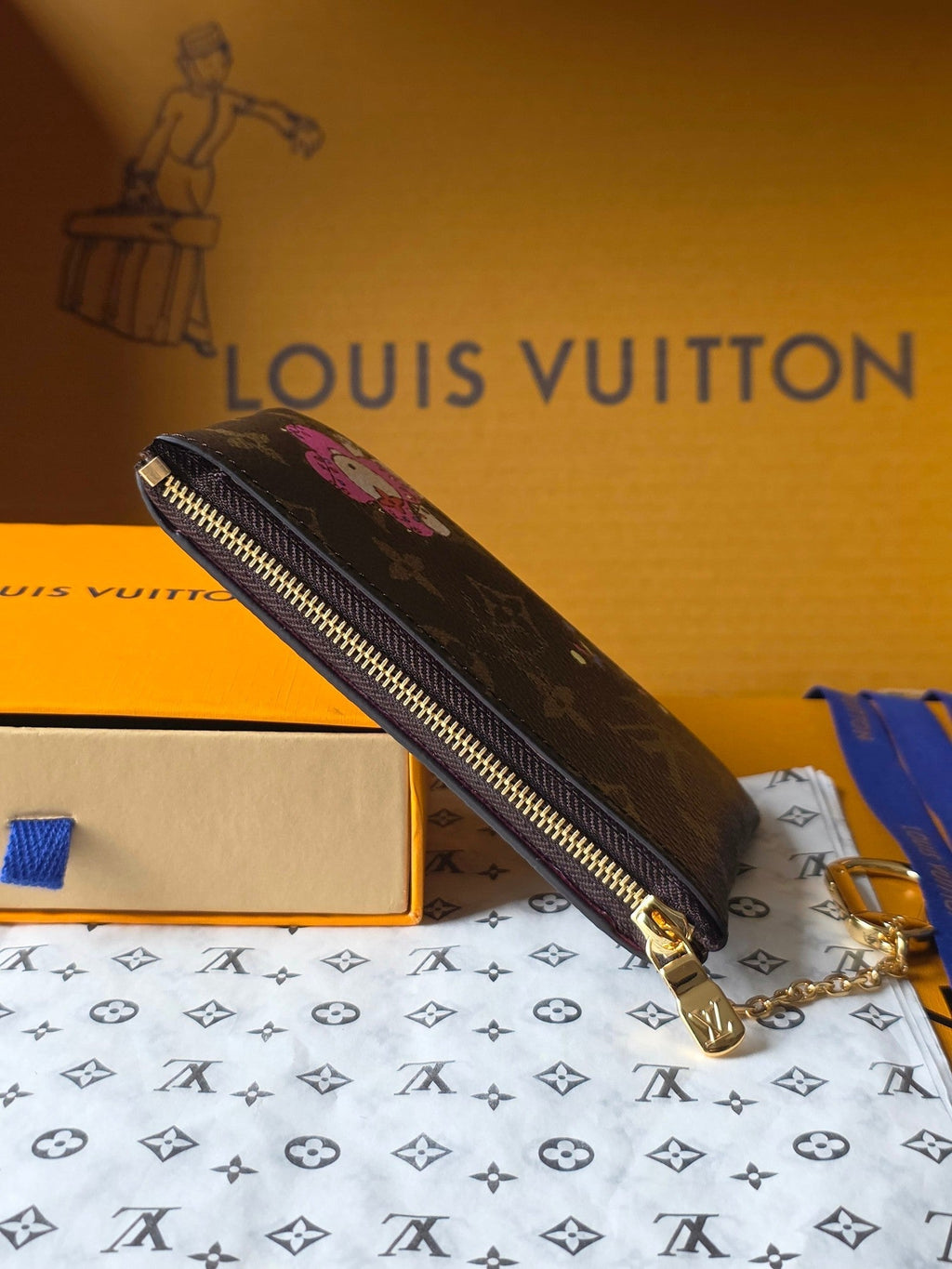 LV Vivienne Winter Holiday small card/key holder Brown Canvas 274927