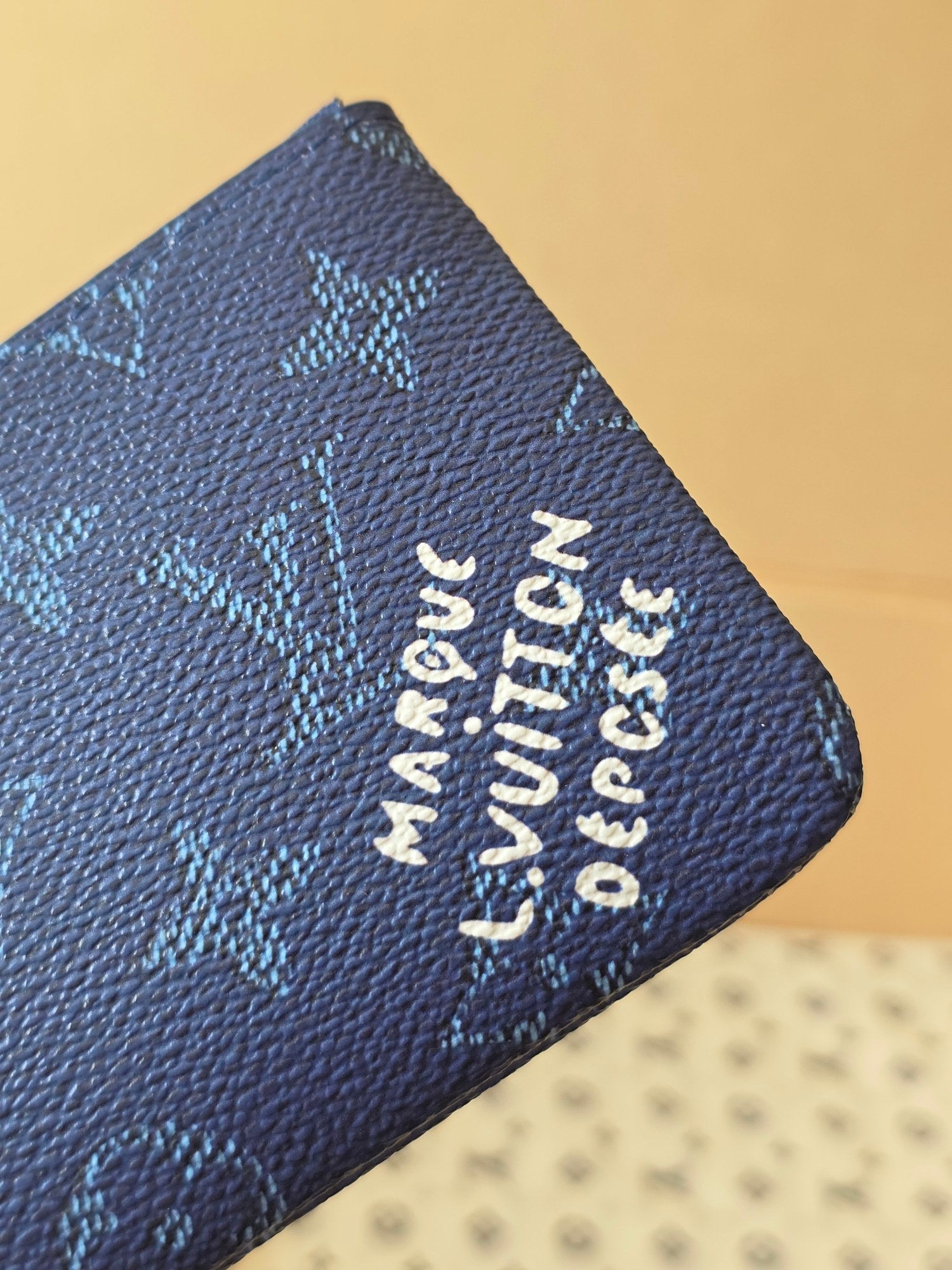 LV Key Pouch S Blue PVC Fabric with Leather 275143