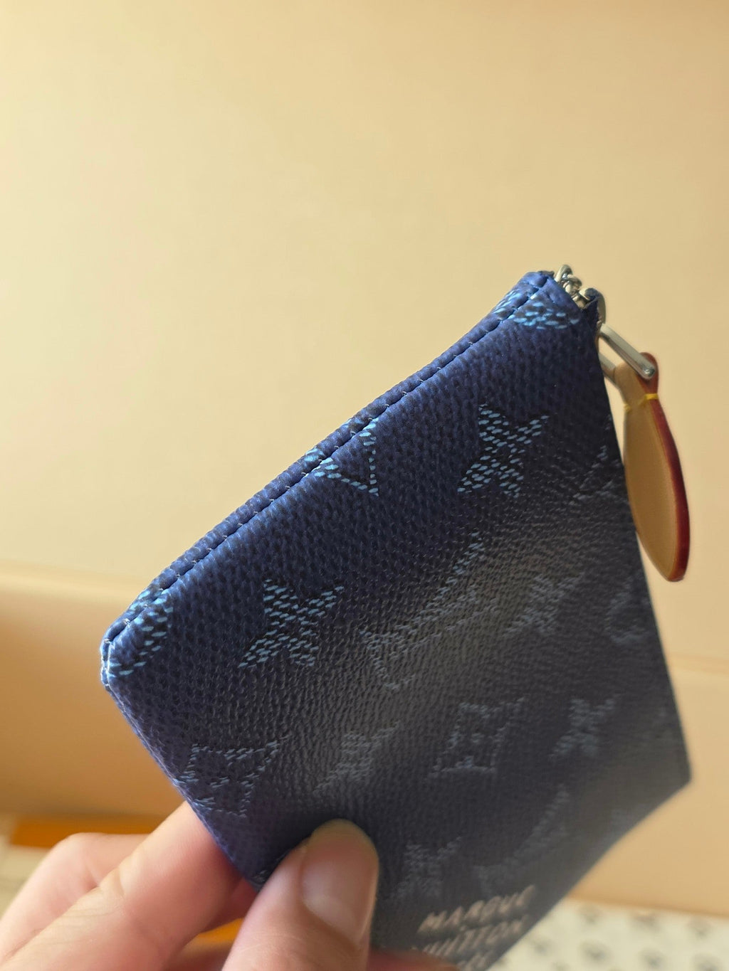 LV Key Pouch S Blue PVC Fabric with Leather 275143