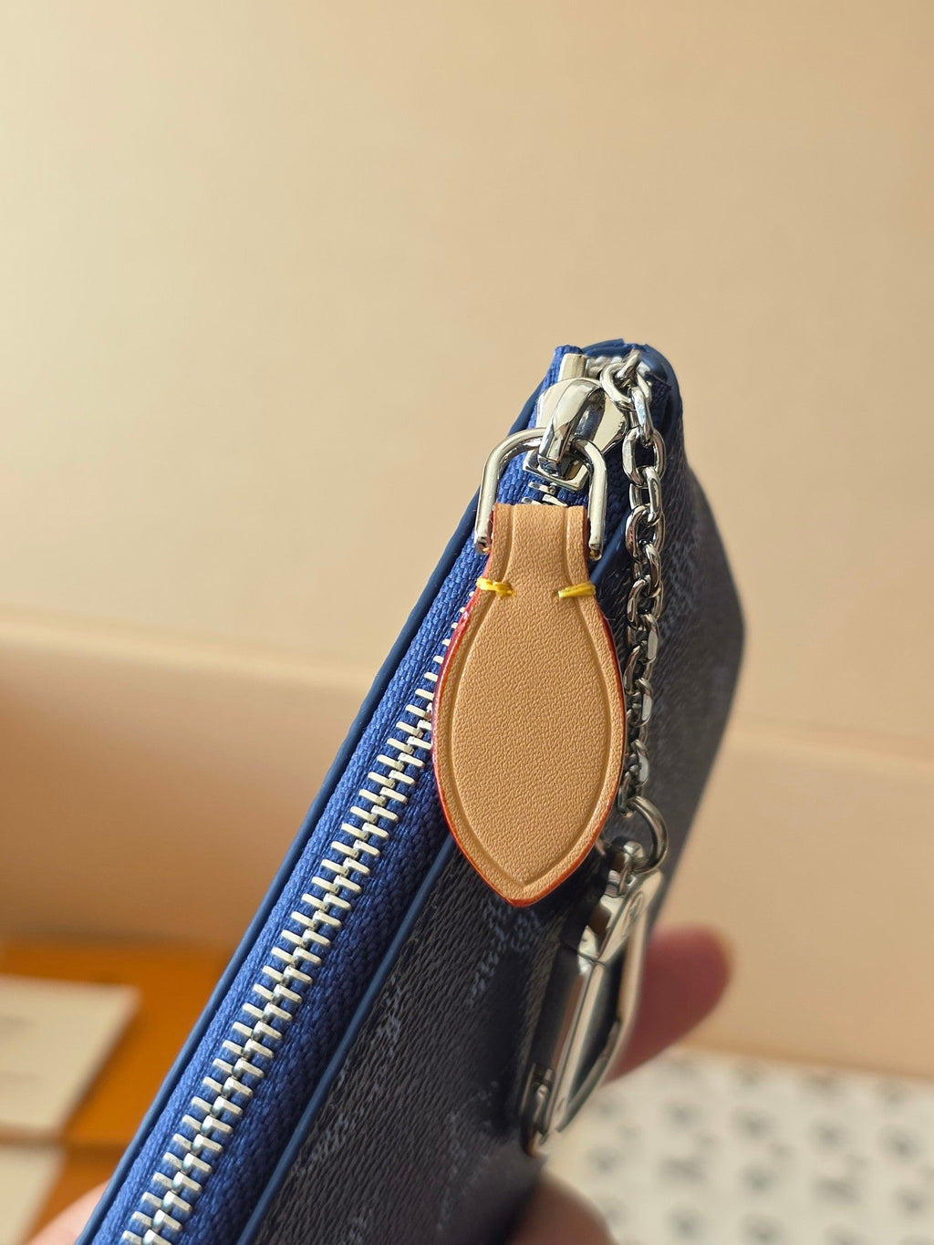 LV Key Pouch S Blue PVC Fabric with Leather 275143