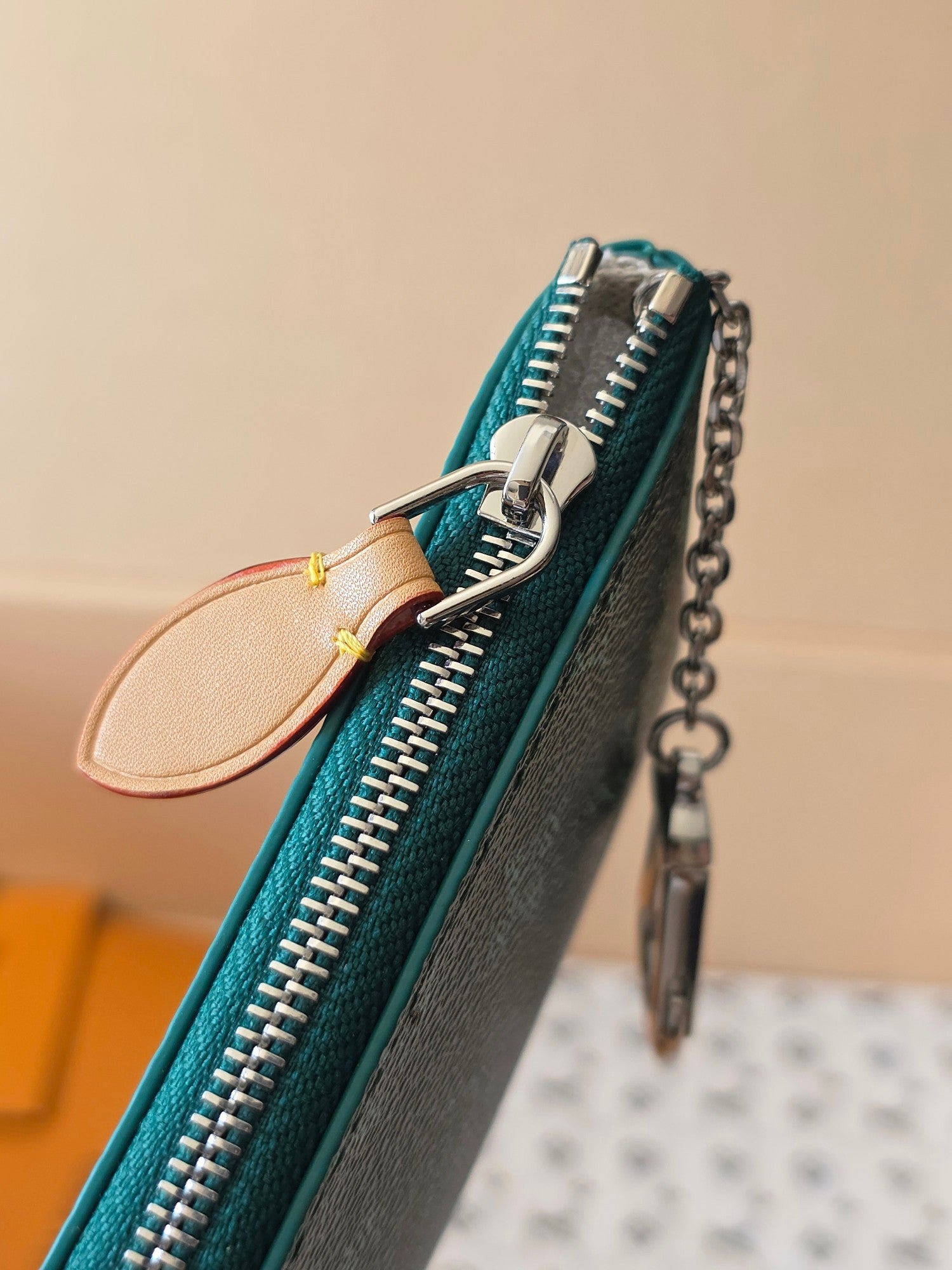 LV Key Pouch S Green PVC Fabric with Leather 275146