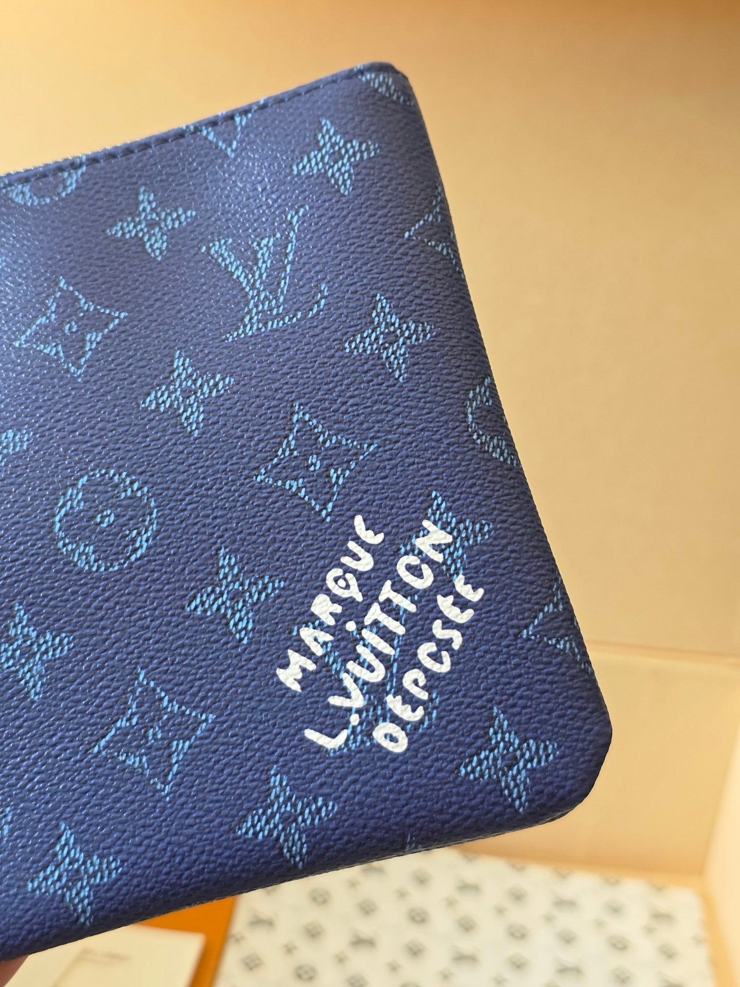 LV Pochette Accessoires Dark Blue PVC Fabric with Leather 275162