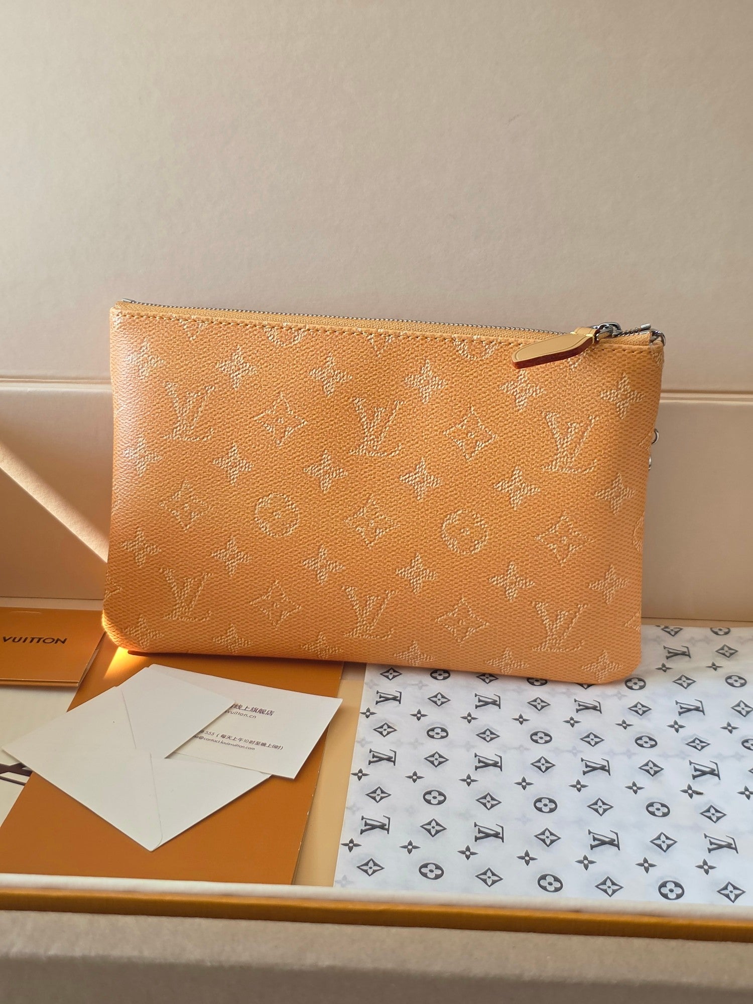 LV Pochette Accessoires Yellow  PVC Fabric with Leather 275164