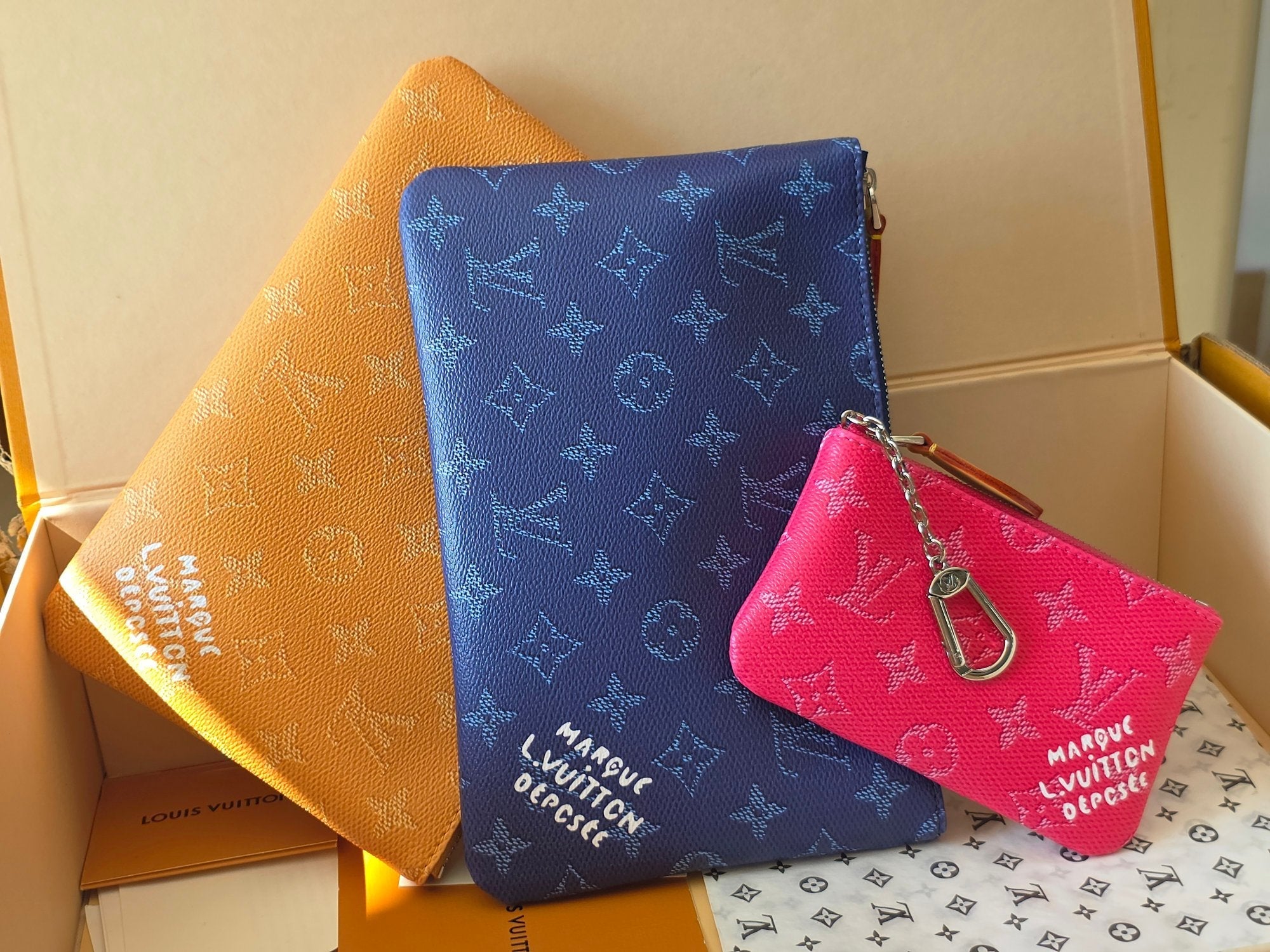 LV Pochette Accessoires Yellow  PVC Fabric with Leather 275164