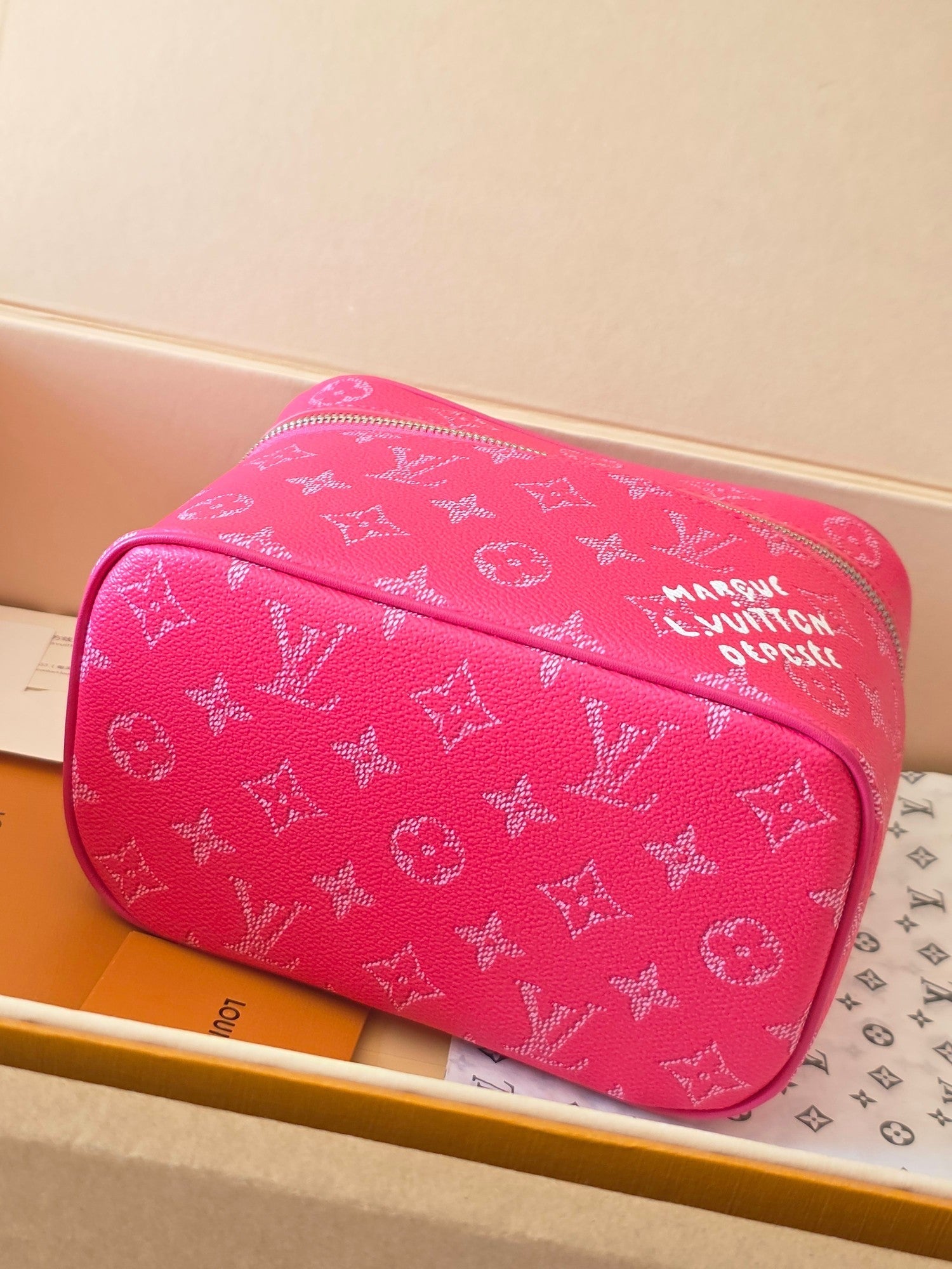 LV Nice Mini Toiletry Bag Rose Red Monogram Canvas 275166