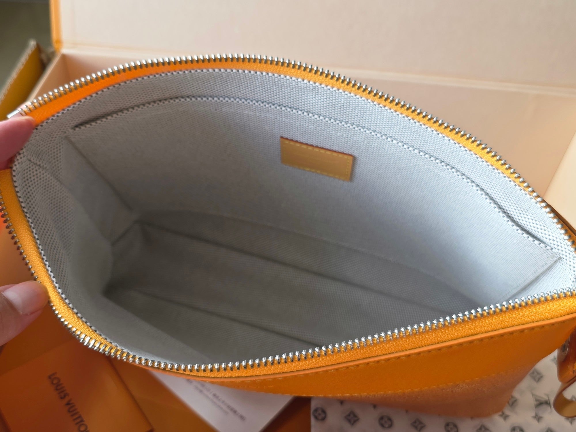 LV Pochette Voyaye Souple Clutch Bag Yellow Monogram Eclipse Canvas 275168