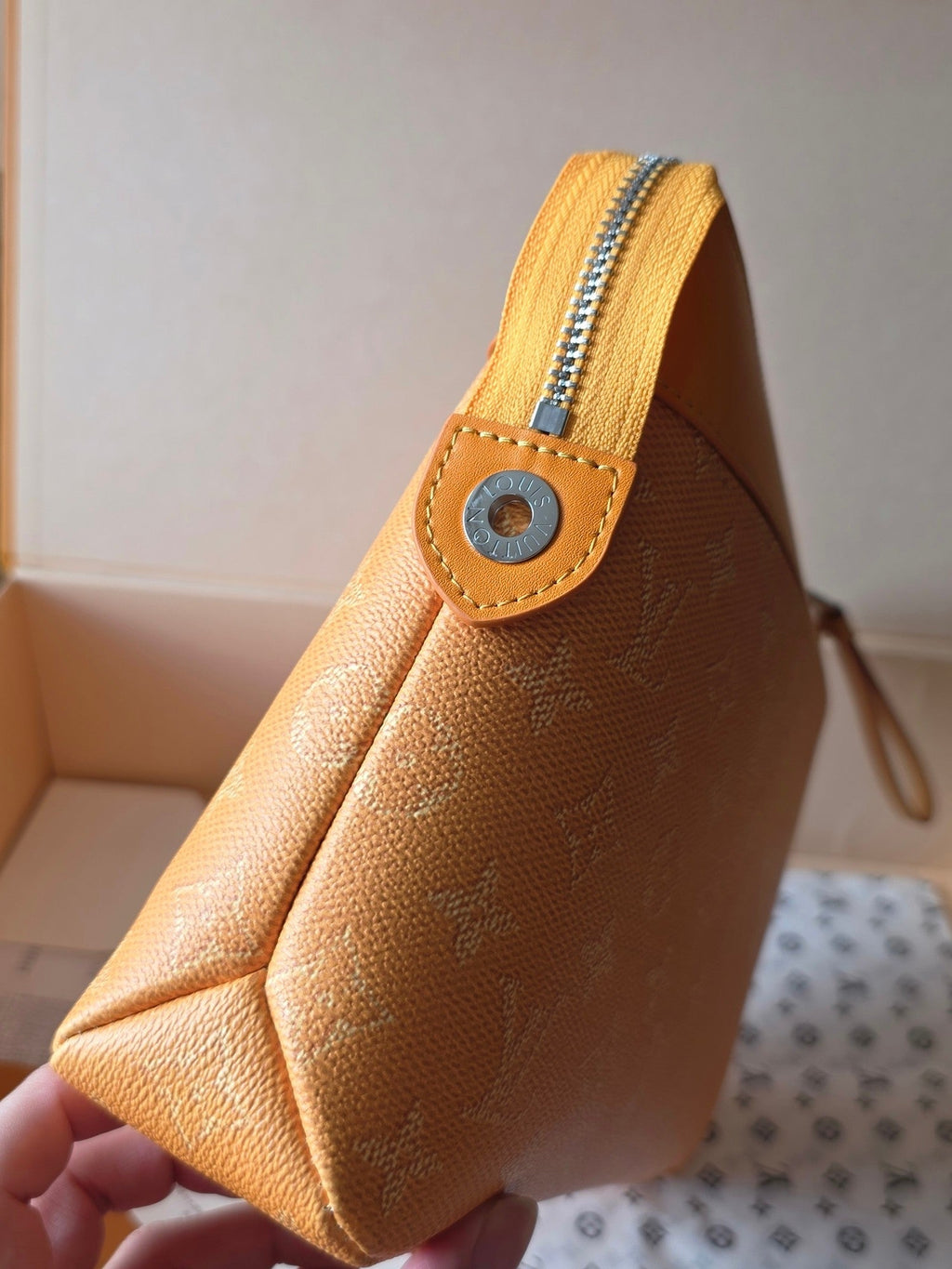 LV Pochette Voyaye Souple Clutch Bag Yellow Monogram Eclipse Canvas 275168