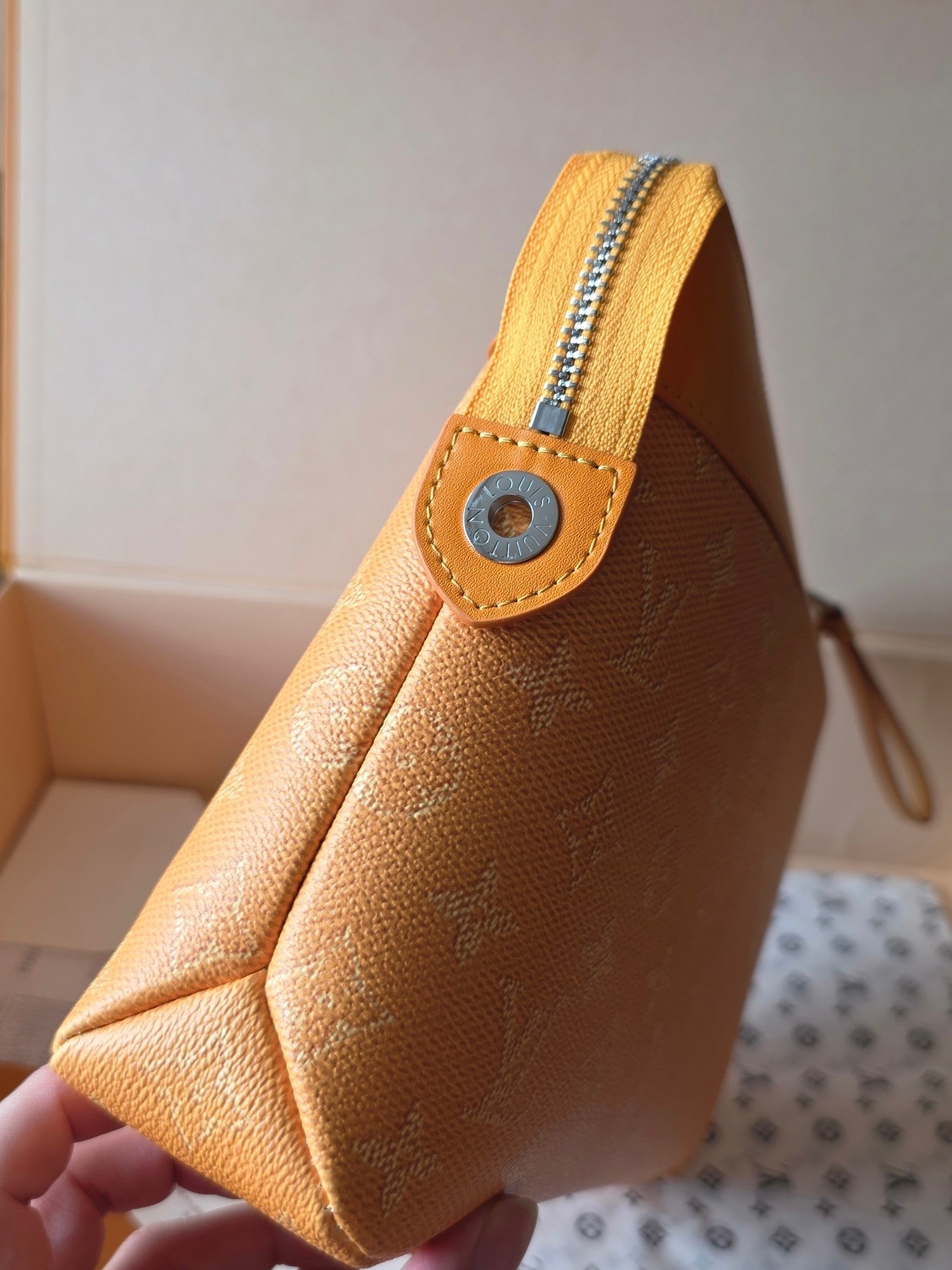 LV Pochette Voyaye Souple Clutch Bag Yellow Monogram Eclipse Canvas 275168