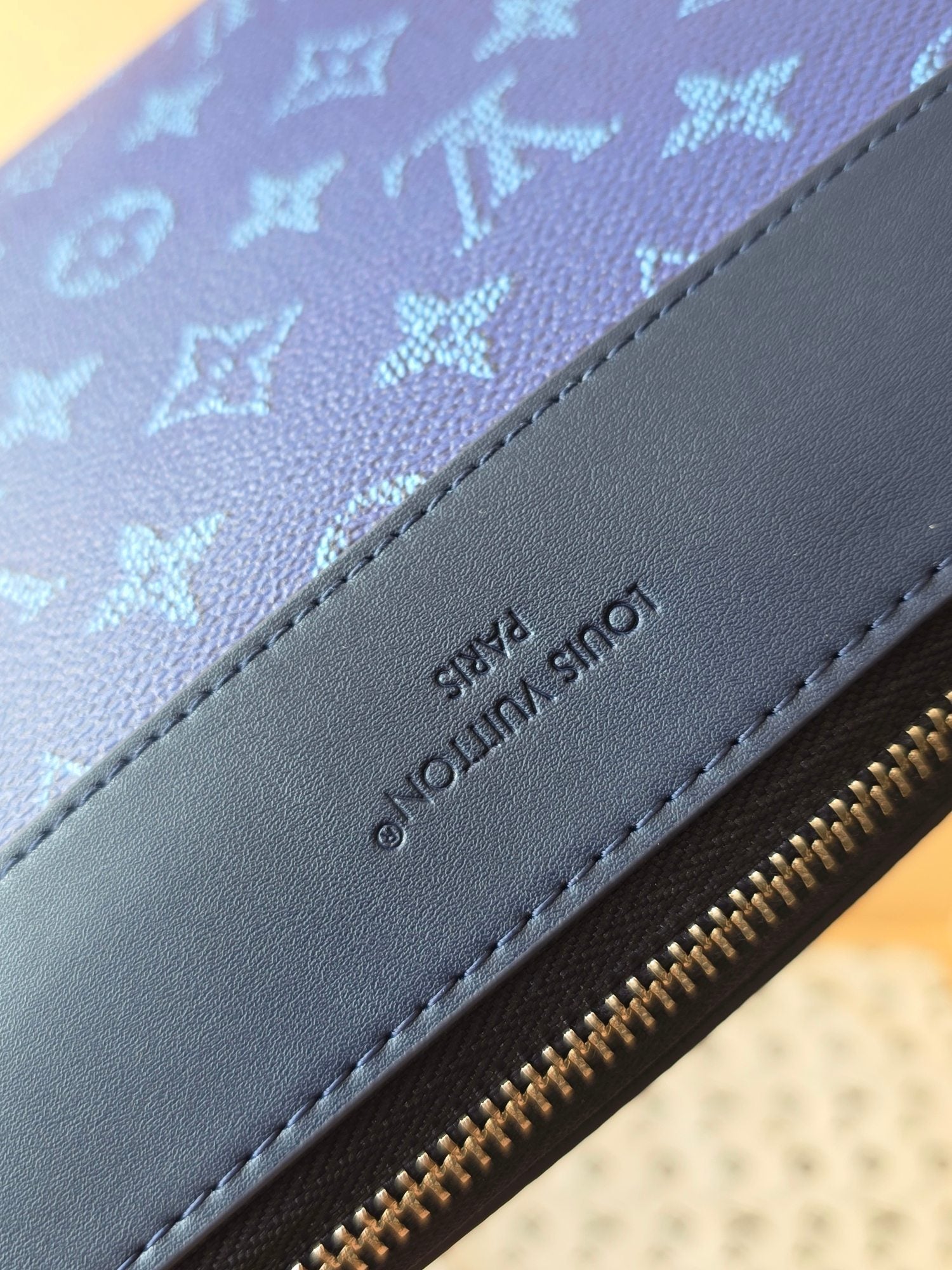 LV Pochette Voyaye Souple Clutch Bag Blue Monogram Eclipse Canvas 275170