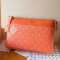 LV Pochette Voyaye Souple Clutch Bag Orange Monogram Eclipse Canvas 275171