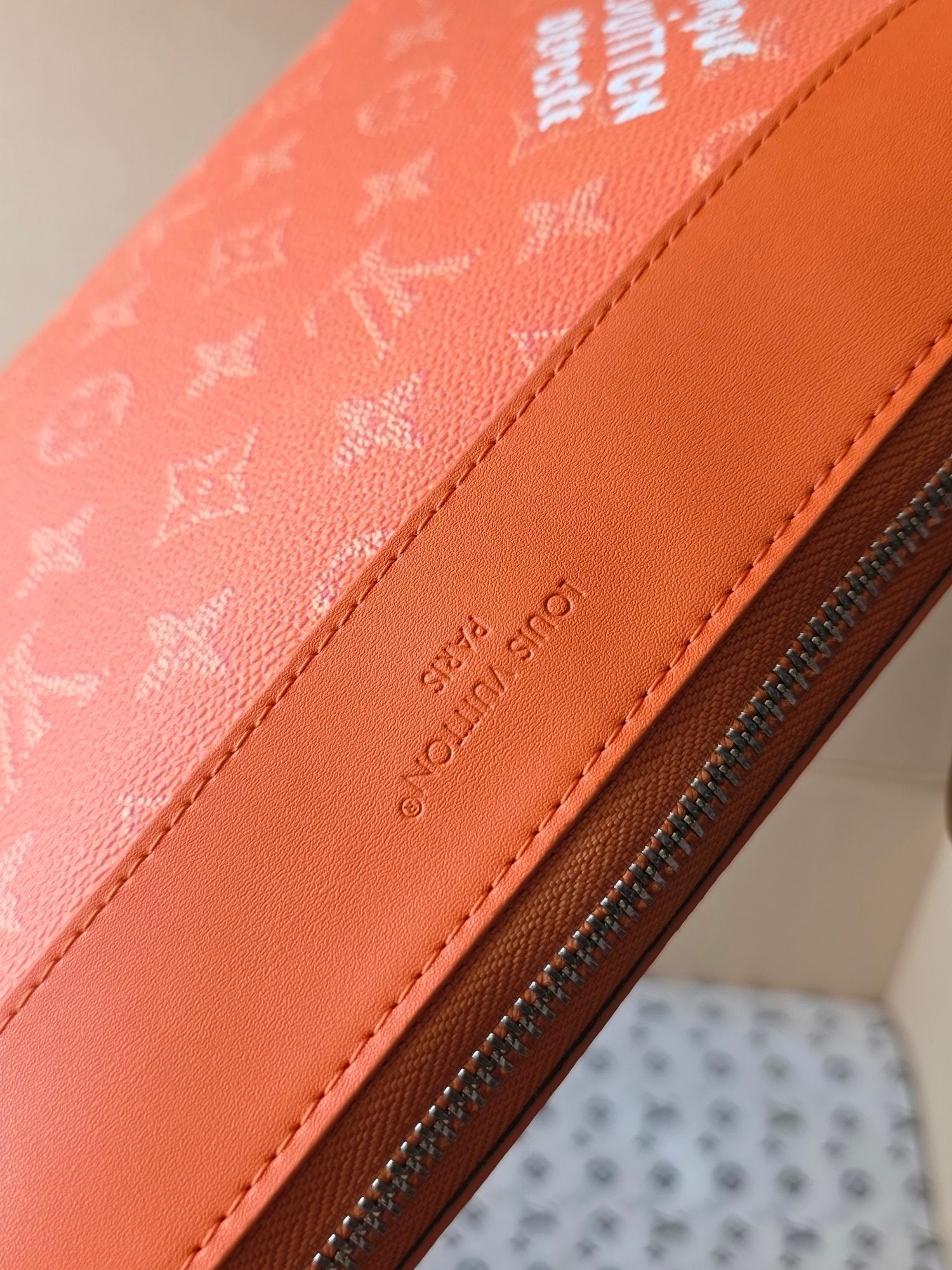 LV Pochette Voyaye Souple Clutch Bag Orange Monogram Eclipse Canvas 275171