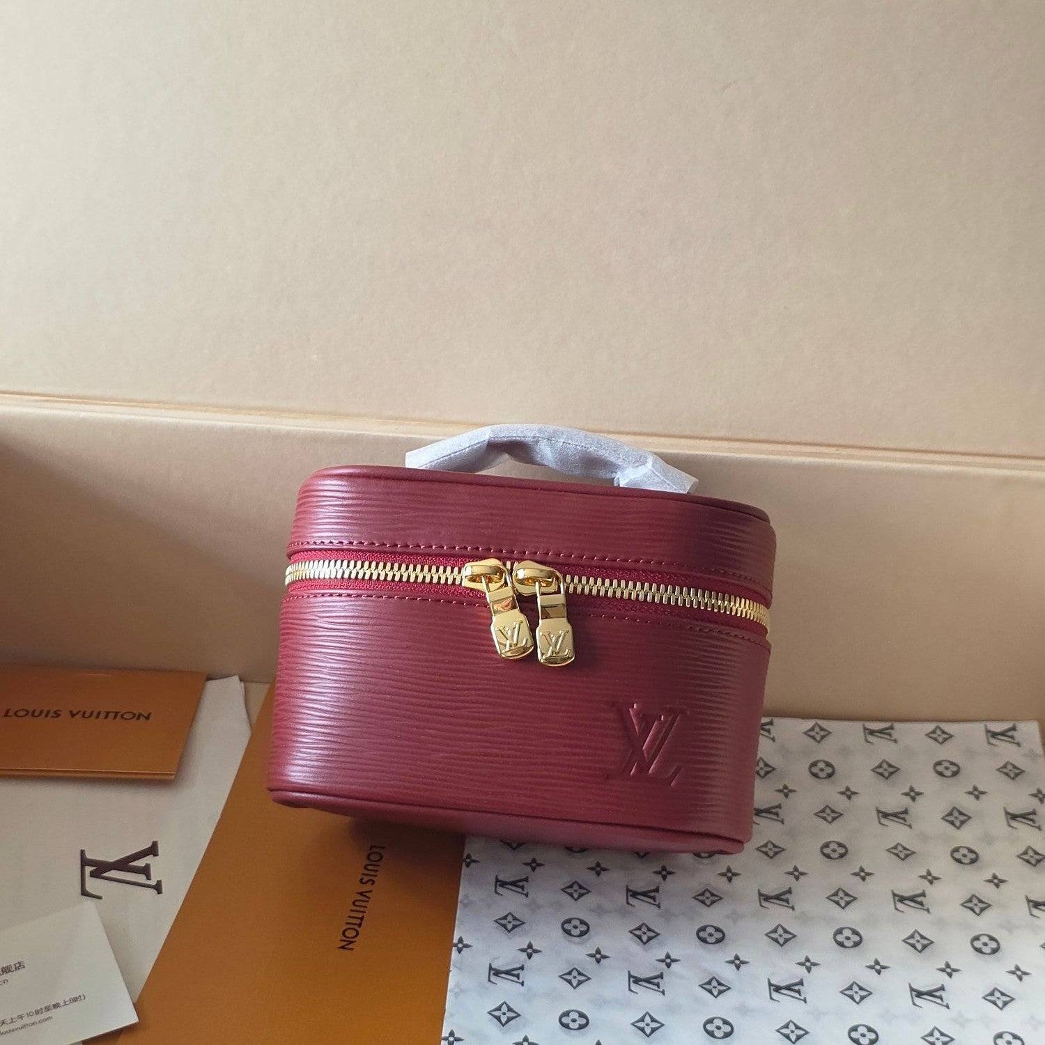 LV Nice Nano Cosmetic 10.2 Bag Burgundy Epi Leather 275219