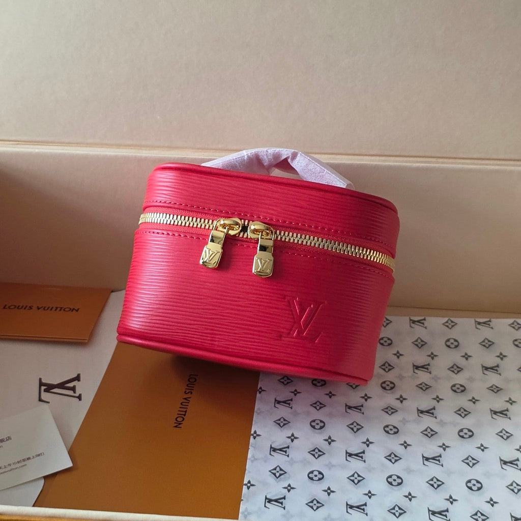 LV Nice Nano Cosmetic 10.2 Bag Rose Red Epi Leather 275221