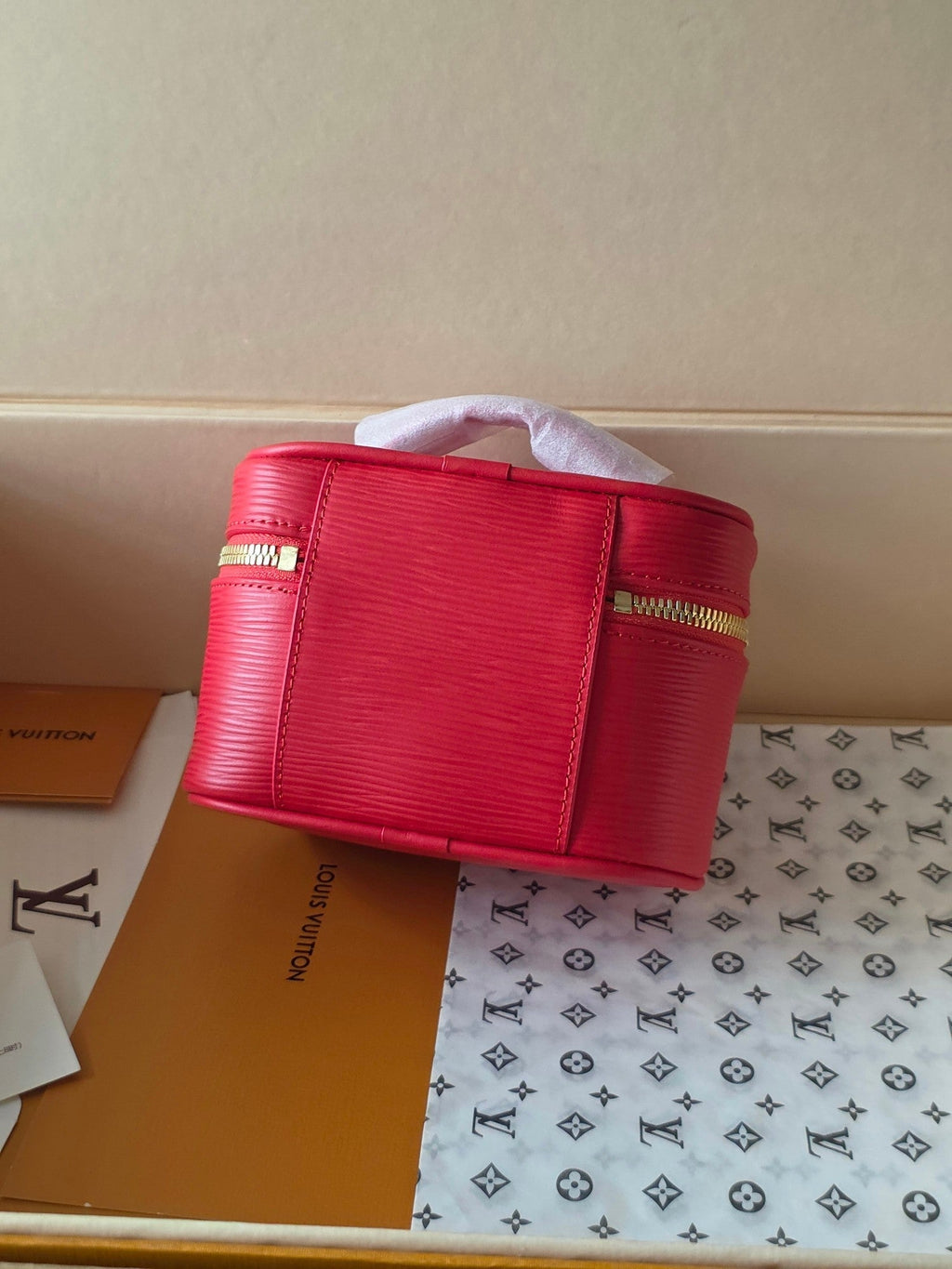 LV Nice Nano Cosmetic 10.2 Bag Rose Red Epi Leather 275221