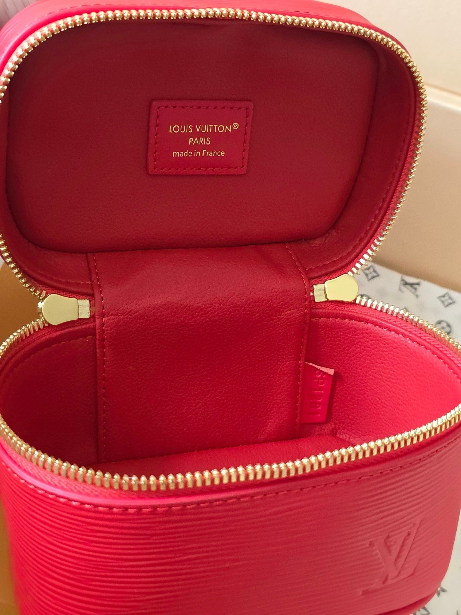 LV Nice Nano Cosmetic 10.2 Bag Rose Red Epi Leather 275221