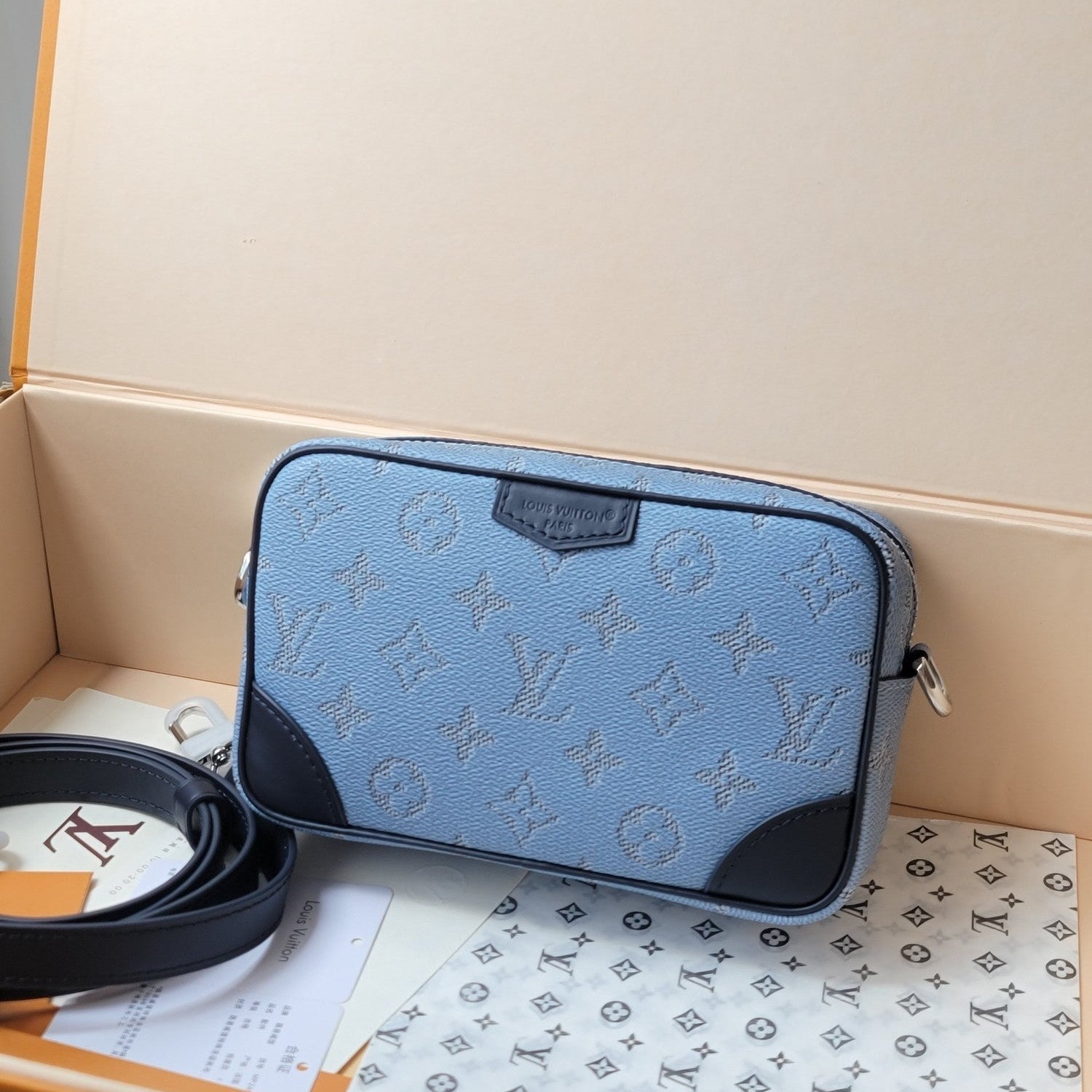 LV Trocadero Mini Handbag Blue in Monogram Canvas 275384