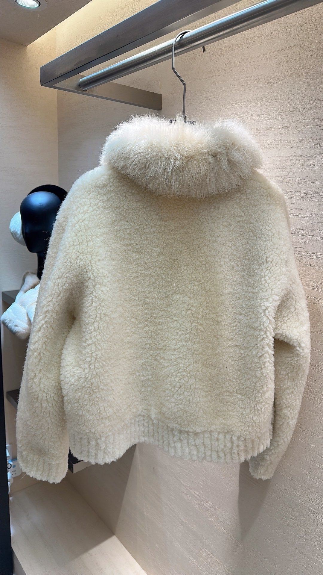 CELINE Shearling White Coat 333253