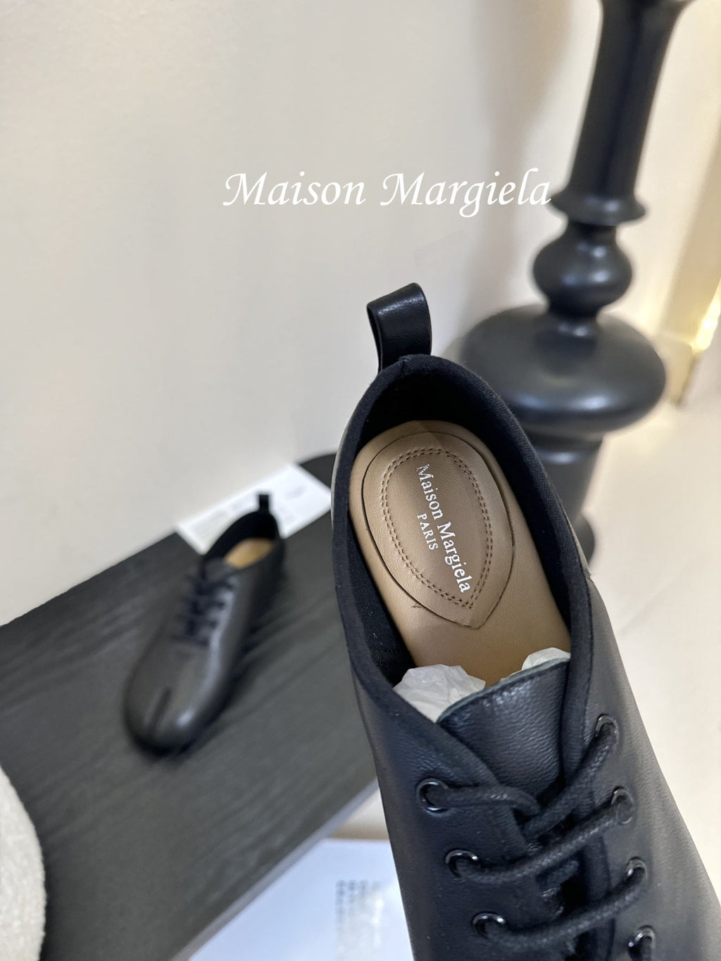 Maison Margiela Split-Toe Black Mary Jane Flat in Sheepskin 580461