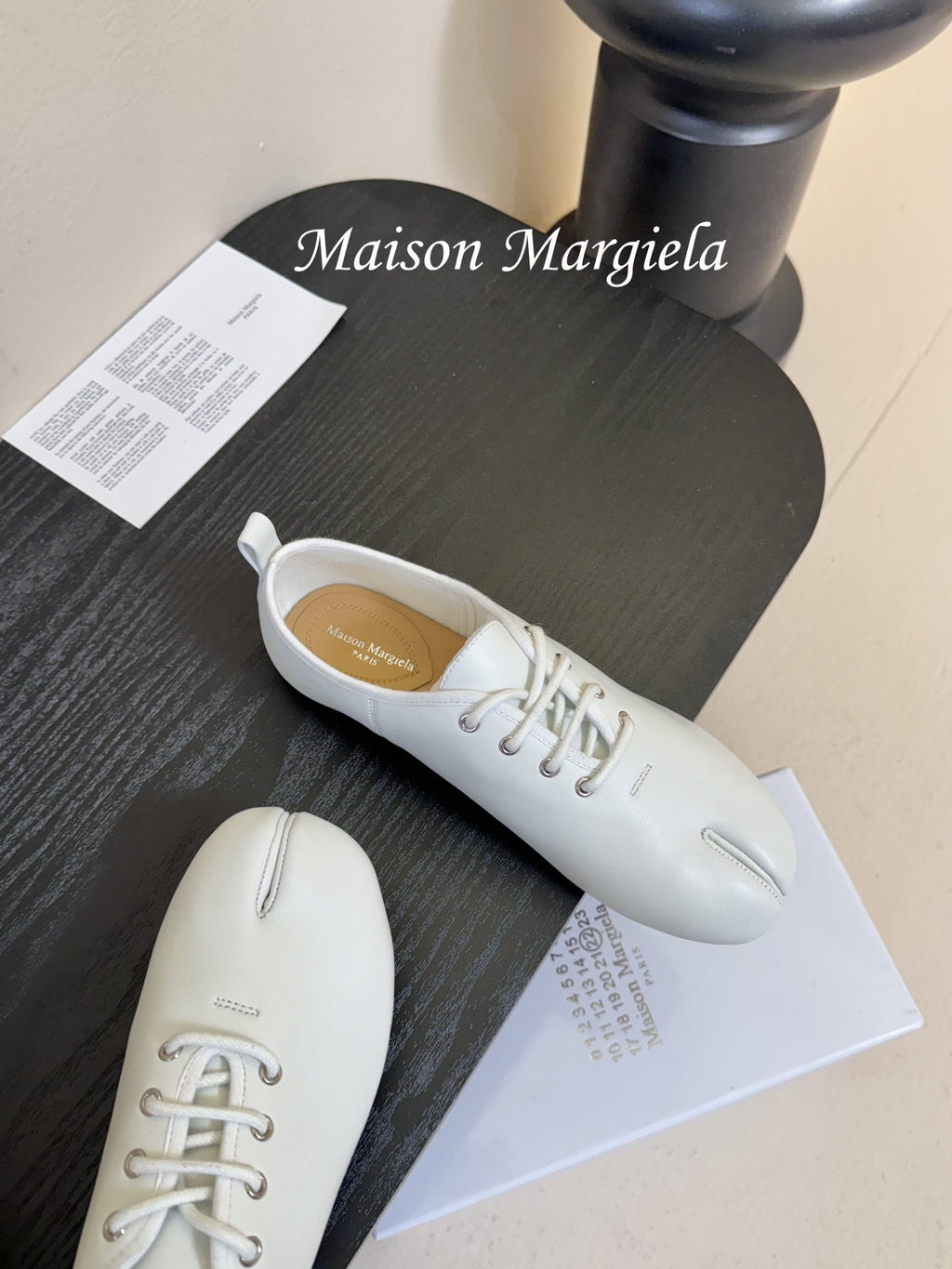 Maison Margiela Split-Toe White Mary Jane Flat in Sheepskin 580460