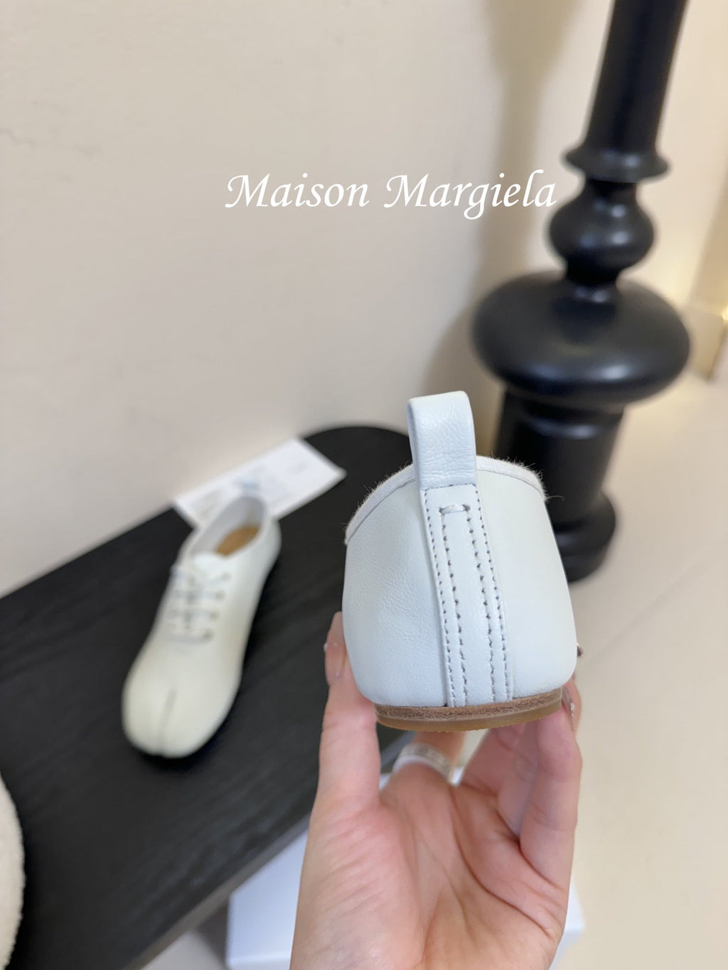 Maison Margiela Split-Toe White Mary Jane Flat in Sheepskin 580460