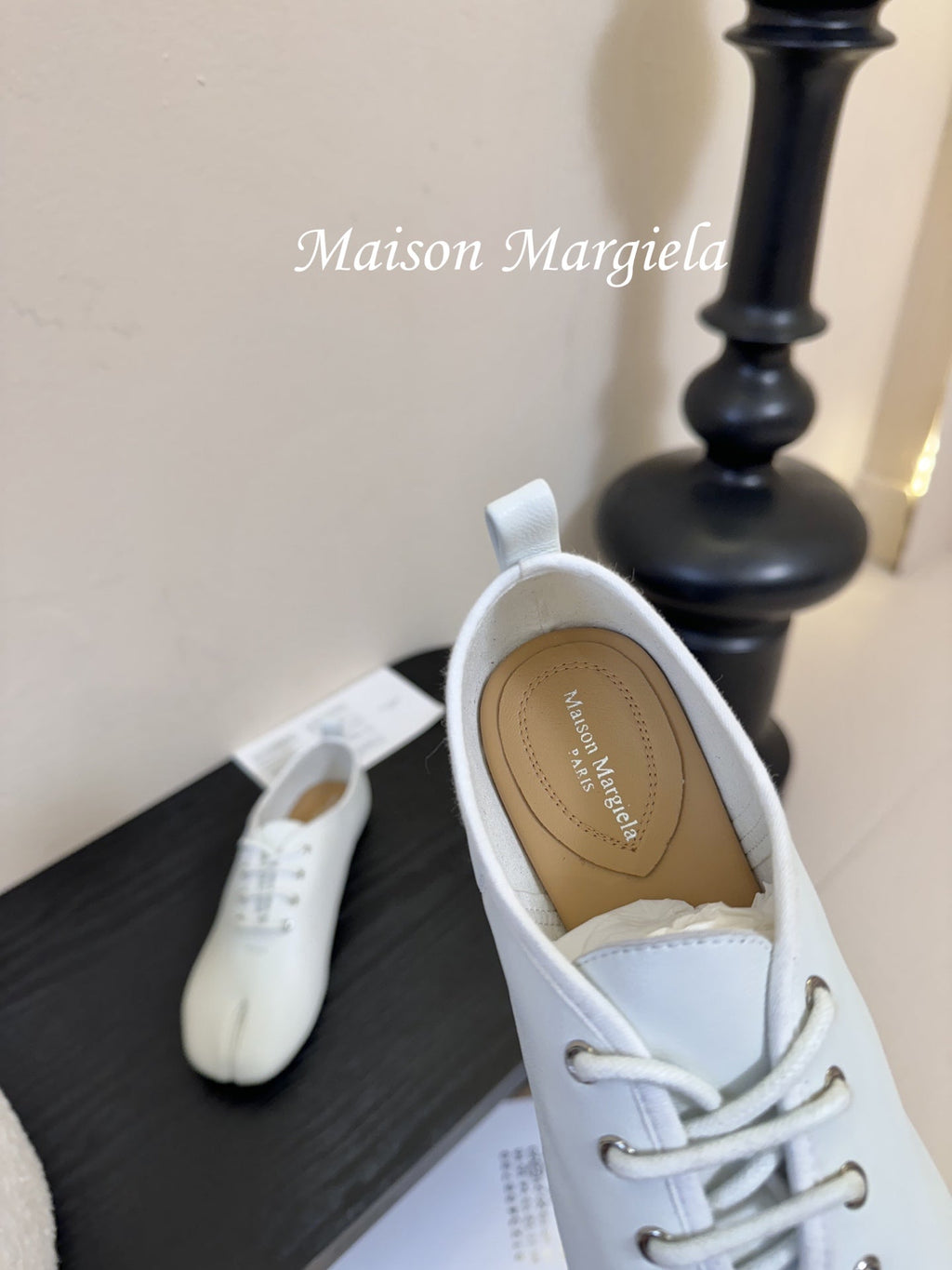 Maison Margiela Split-Toe White Mary Jane Flat in Sheepskin 580460