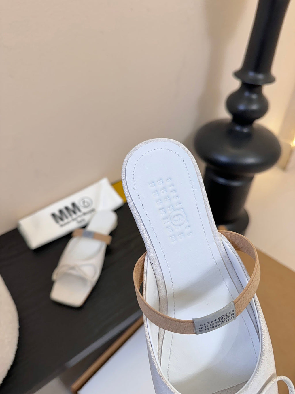 Maison 2025 Split-Toe Chunky Mary Jane White Flat in Cowhide 580452
