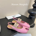 Maison Margiela Split-Toe Peep-Toe Slingback Pink Flat Sheepskin 580442