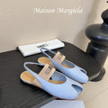 Maison Margiela Split-Toe Peep-Toe Slingback Blue Flat Sheepskin 580440