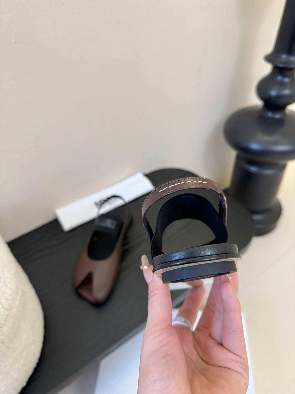 Maison Marginal Apple Toe Ballet Sandals Brown in Cowhide 580434