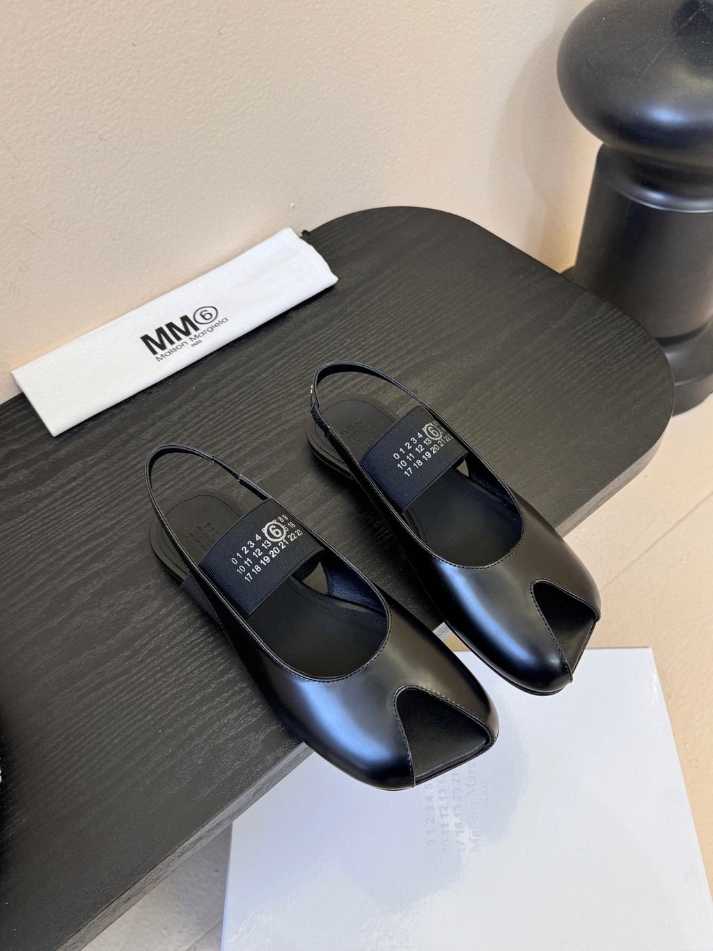 Maison Marginal Apple Toe Ballet Sandals Black in Cowhide 580433