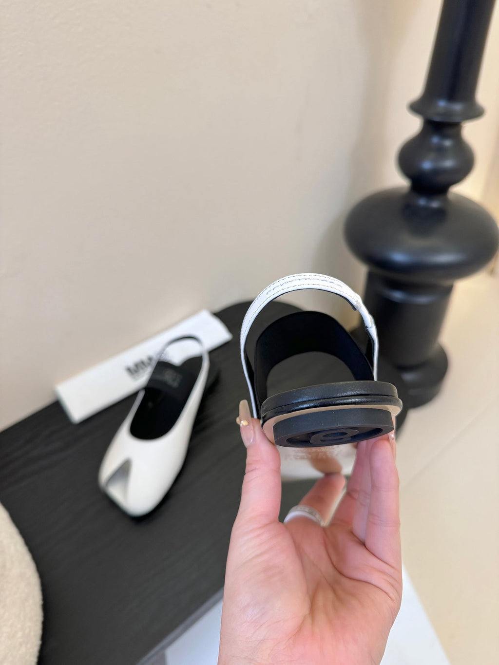 Maison Marginal Apple Toe Ballet Sandals White in Cowhide 580432