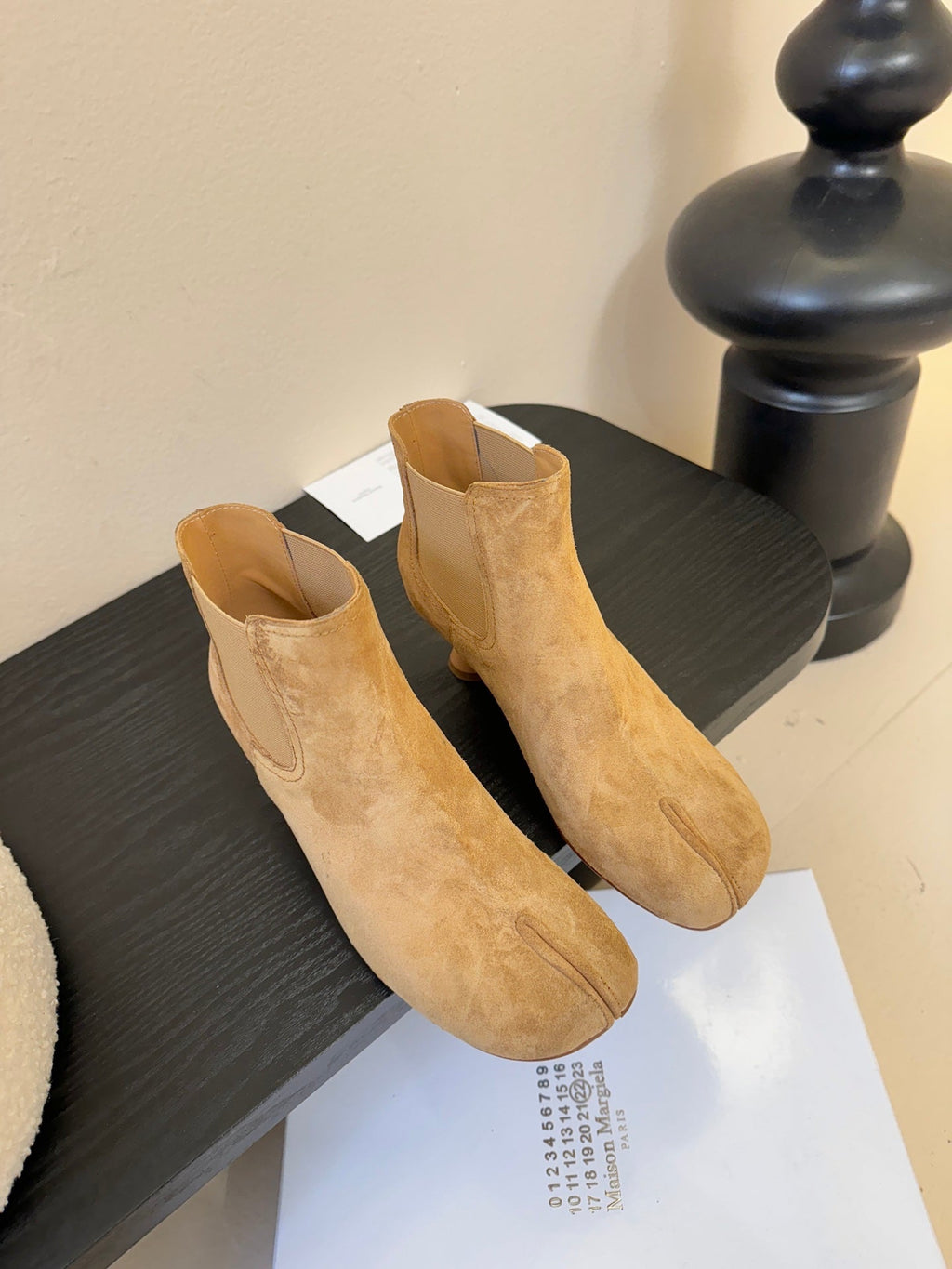 Maison Margiela Tabi Ankle Boots Short Heel Brown Cowhide Suede 580425