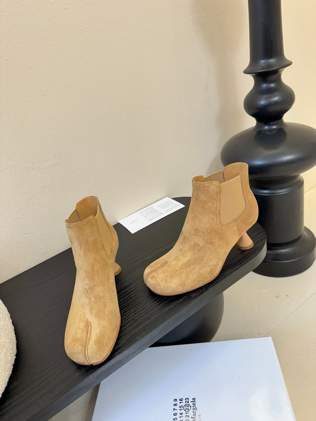 Maison Margiela Tabi Ankle Boots Short Heel Brown Cowhide Suede 580425