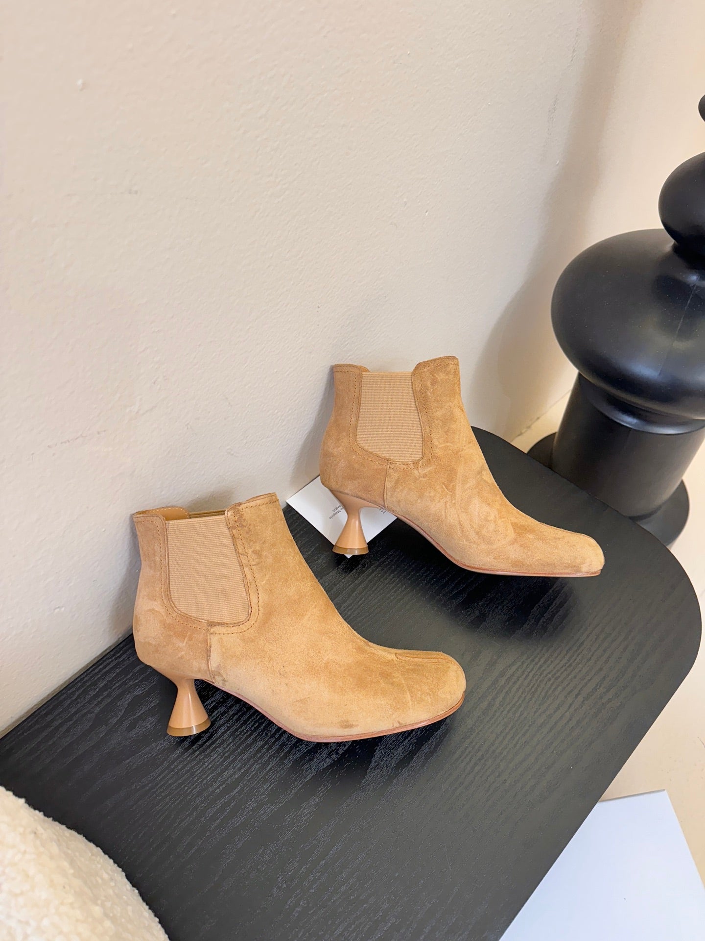 Maison Margiela Tabi Ankle Boots Short Heel Brown Cowhide Suede 580425