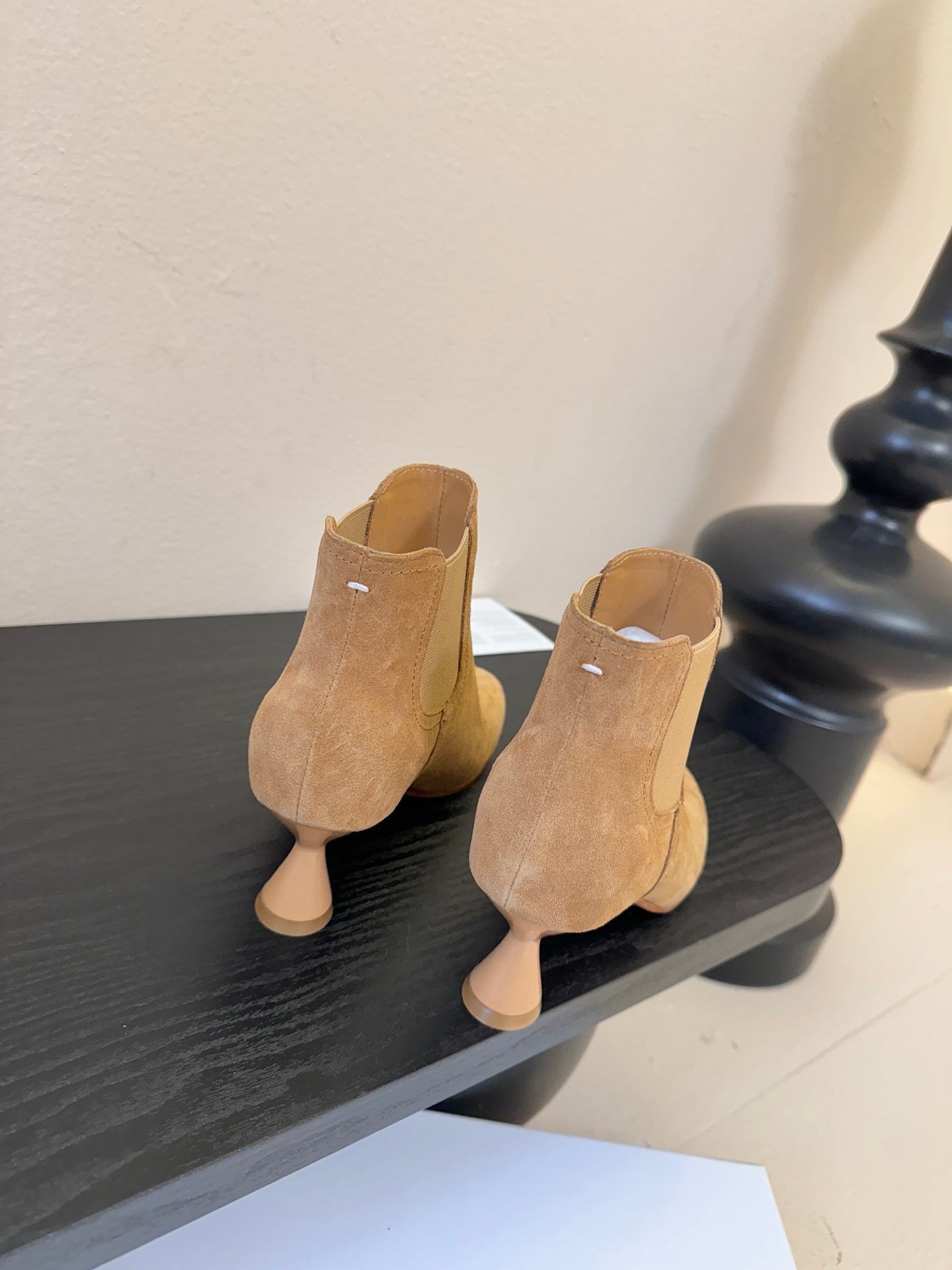 Maison Margiela Tabi Ankle Boots Short Heel Brown Cowhide Suede 580425