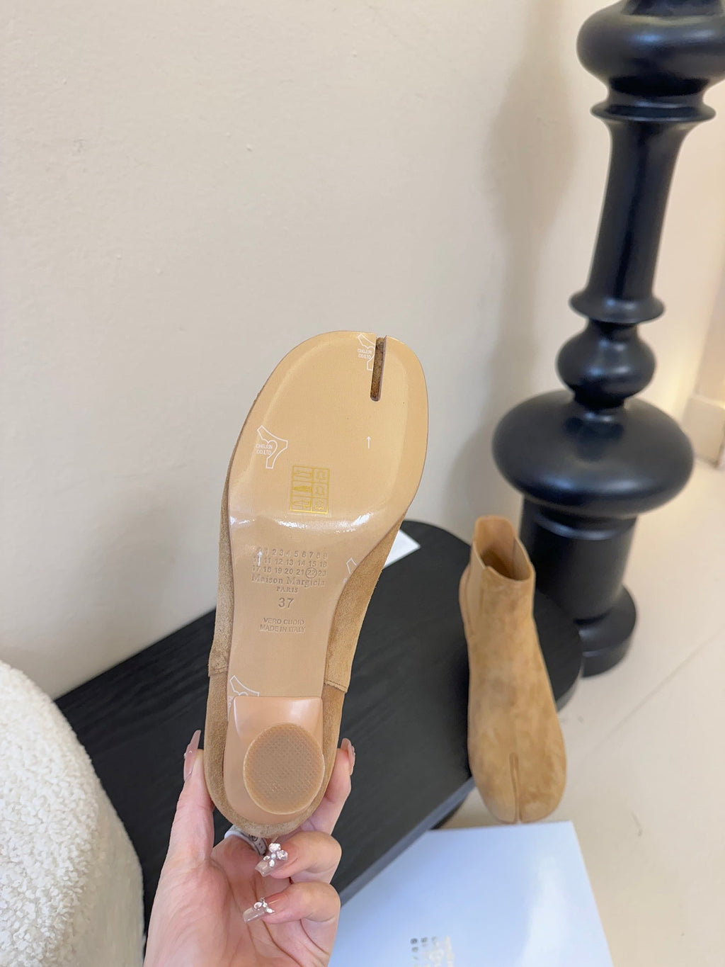 Maison Margiela Tabi Ankle Boots Short Heel Brown Cowhide Suede 580425