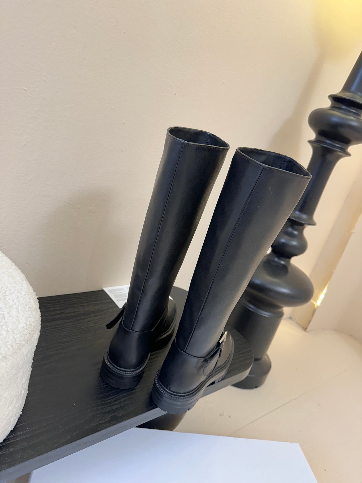 Maison Margiel 25AW New Split-Toe Rider Black Boots Sheepskin 580424