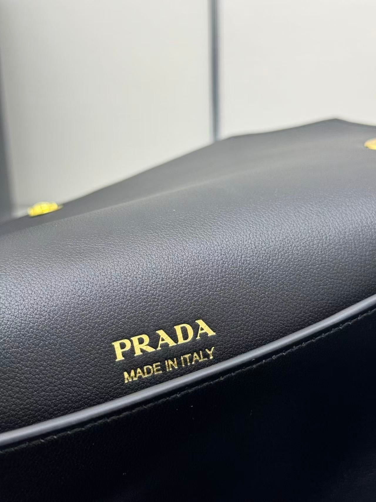 Prada Doux Medium Leather Shoulder Bag Black Calfskin