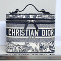 Dior 2025 Diortravel Vanity Bag 24cm Blue mix White Canvas