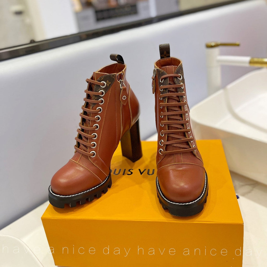 LV Star Trail Ankle Boot 9.5cm Brown Cowhide 573988